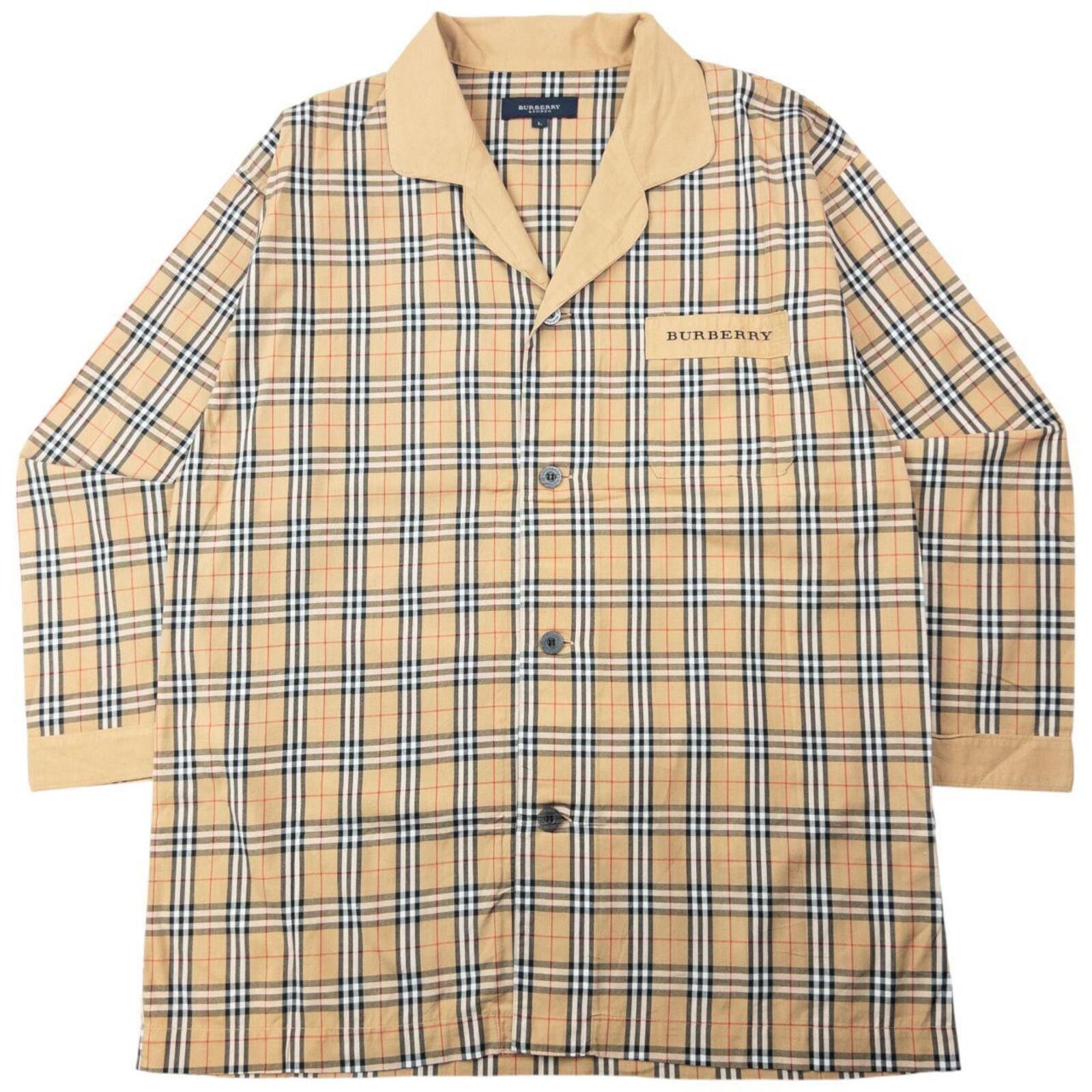Burberry Vintage 2000s Burberry Nova Check Long Sleeve Pyjama Shirt L Size ONE SIZE - 1 Thumbnail
