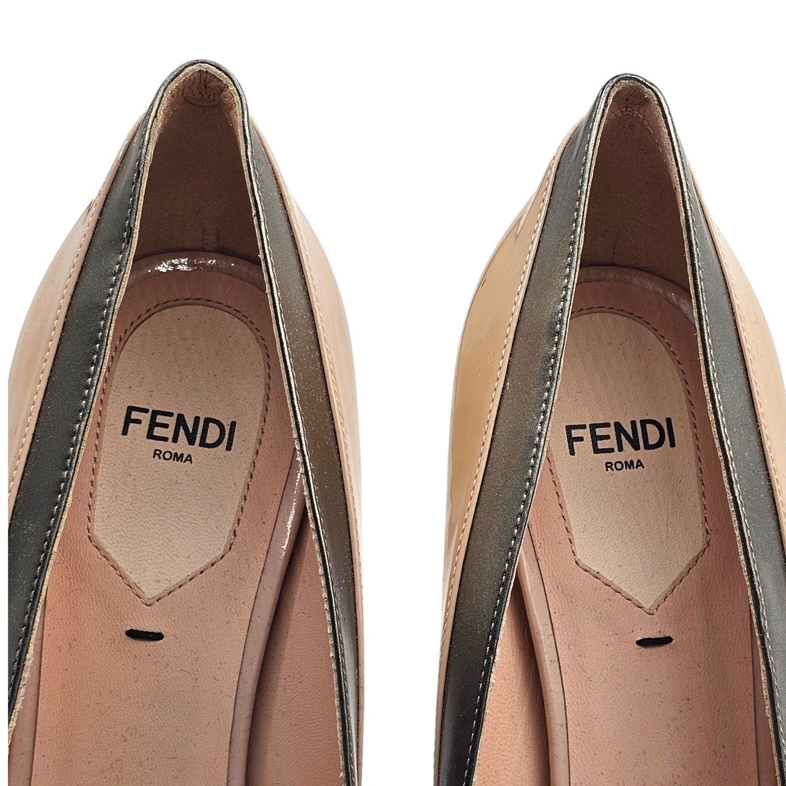 Fendi FF Logo Leather Platform High Heel Pumps Shoes Beige EU 37 Size US 7 / IT 37 - 7 Thumbnail