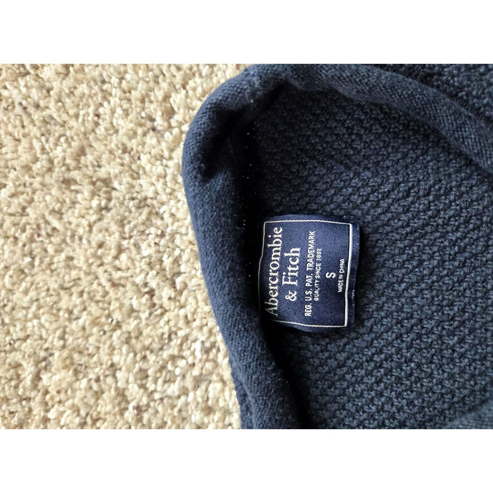 Abercrombie & Fitch Abercrombie & Fitch Sweater Mens Small Blue Stripe Waffle-Knit Roll Neck Crew Neck Pullover Knit Size US S / EU 44-46 / 1 - 4 Thumbnail