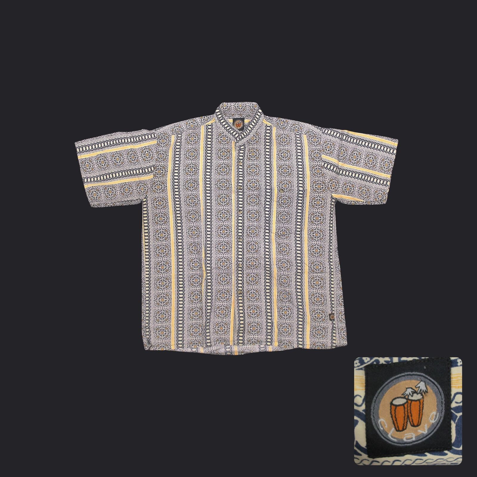 Vintage VTG Clave Custom Mandarin Collar Y2K Geometric Shirt XL Size US XL / EU 56 / 4 - 1 Thumbnail