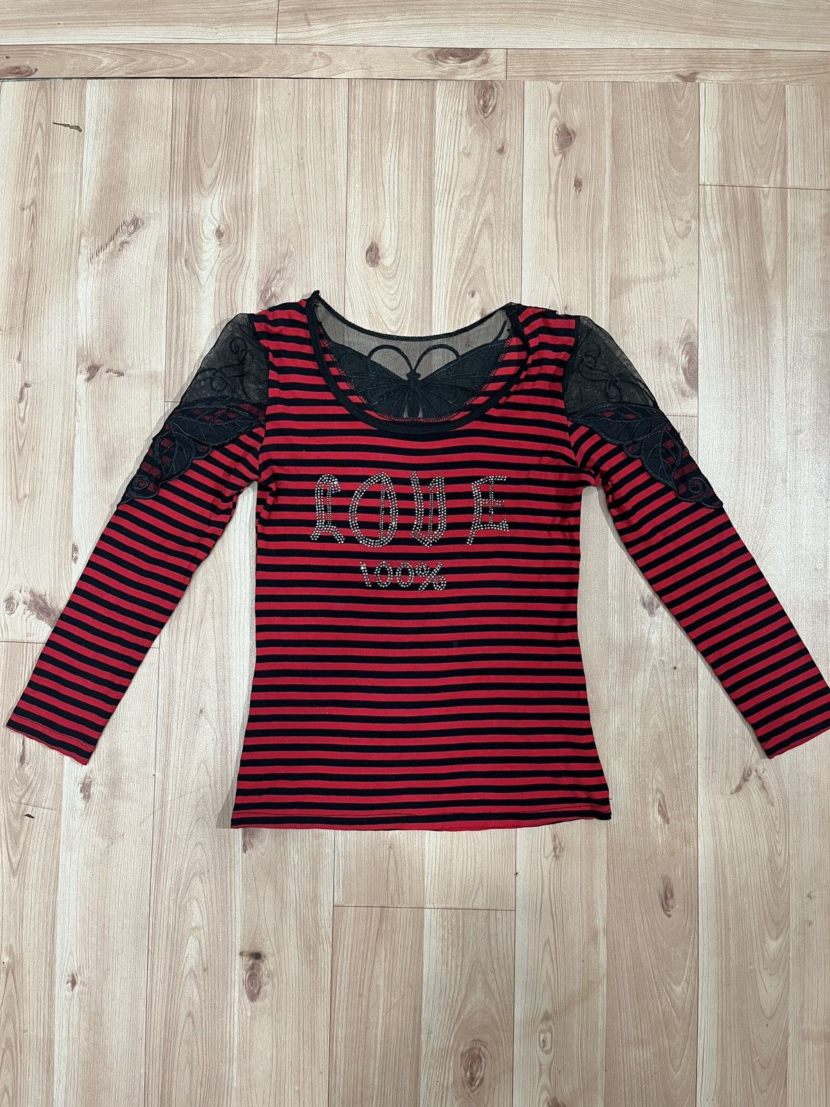 Japanese Brand PUNK Red Stripe Beads Woman Long Sleeve Size S / US 4 / IT 40 - 1 Thumbnail