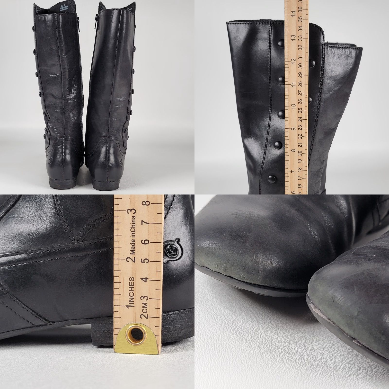 Born Born Women’s Boots Knee High Zipper Casual Black Leather Upper Women’s Size 6.5 M 6.5 Casual Boots Size US 7 / IT 37 - 8 Thumbnail
