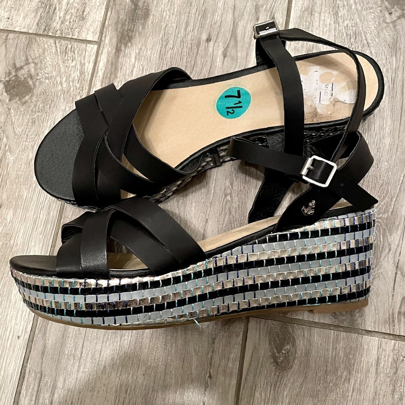 Nautica Nautica Sandal Platform Wedge Vegan Leather Boho Black 7.5 Women Size US 8 / IT 38 - 4 Thumbnail