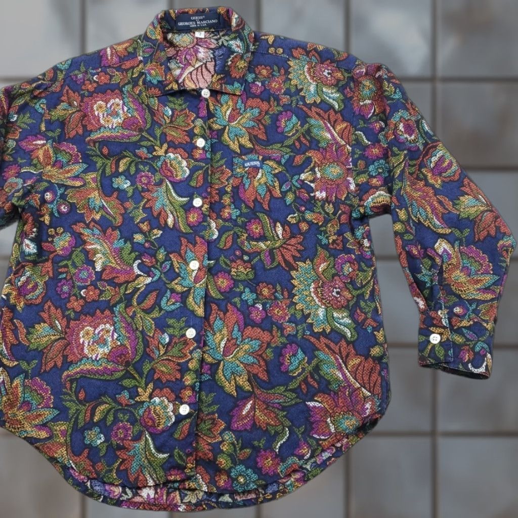 Guess VINTAGE Guess by Georges Marciano Long Sleeve Button Up Womens Sz S 80s 90s USA Made Size S / US 4 / IT 40 - 1 Thumbnail