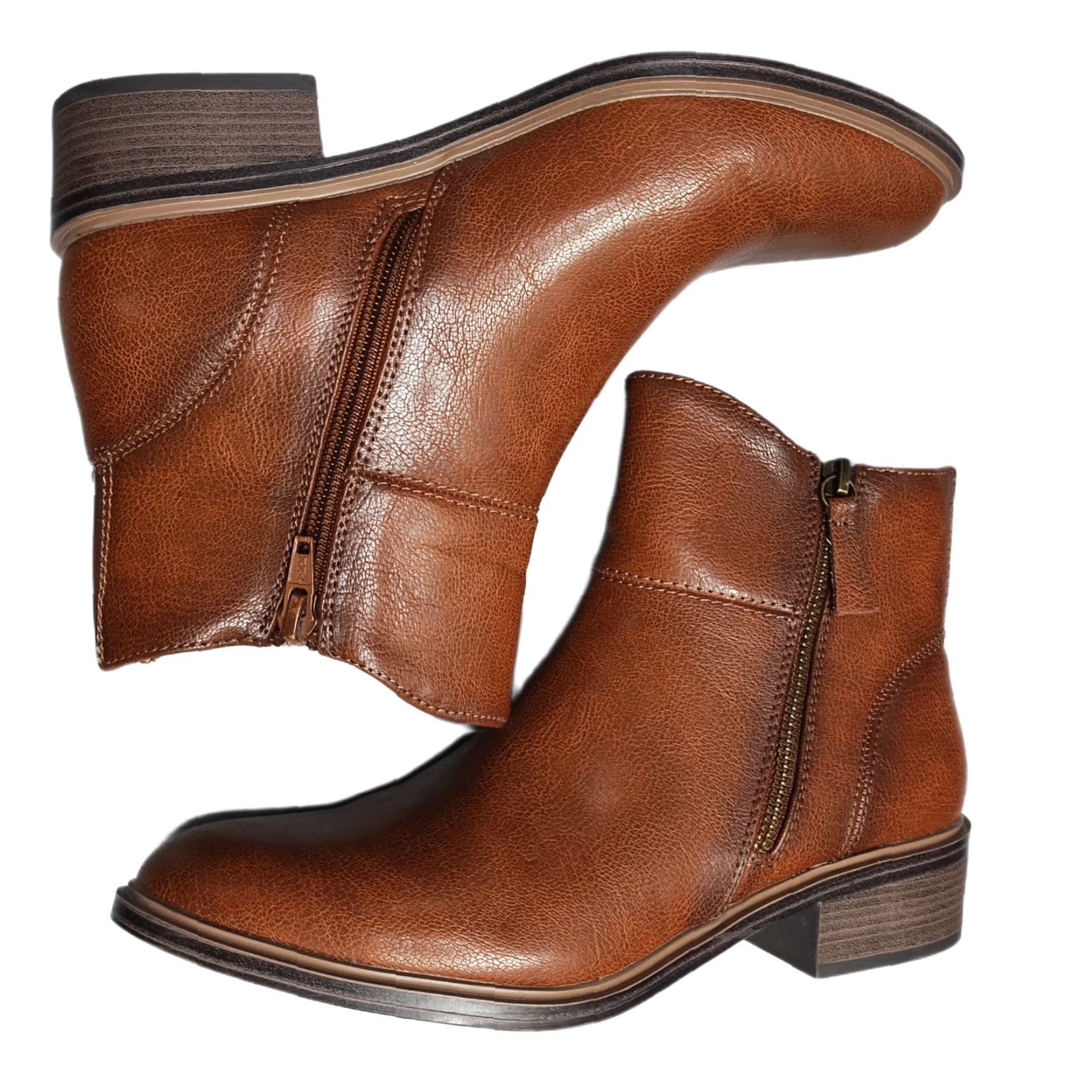 Vintage Baretraps Alona Ankle Boots Womens Size 7M Brown Synthetic Almond Toe Side Zip Bootie Womens Size 7 Brown Almond Toe Size US 7 / IT 37 - 2 Thumbnail