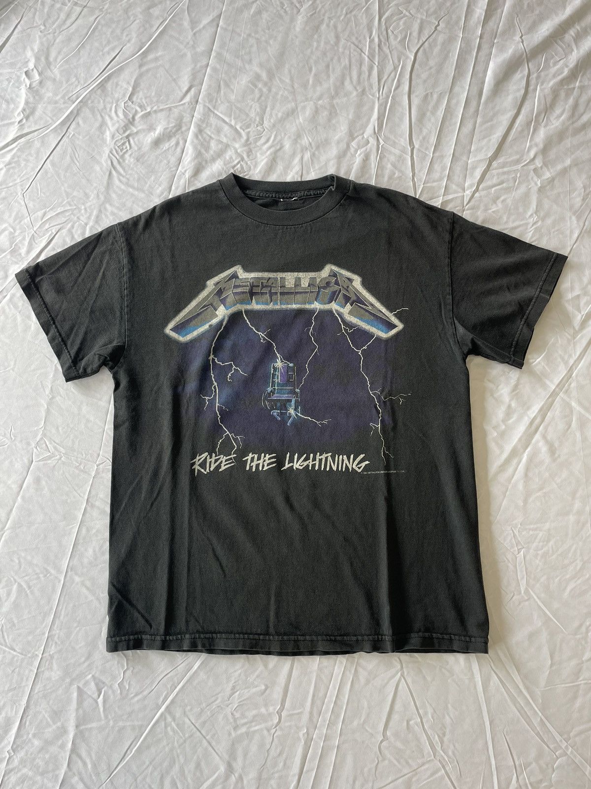 image of Band Tees x Metallica Vintage 1994 Metallica Ride The Lightning Tee in Black, Men's (Size Small)