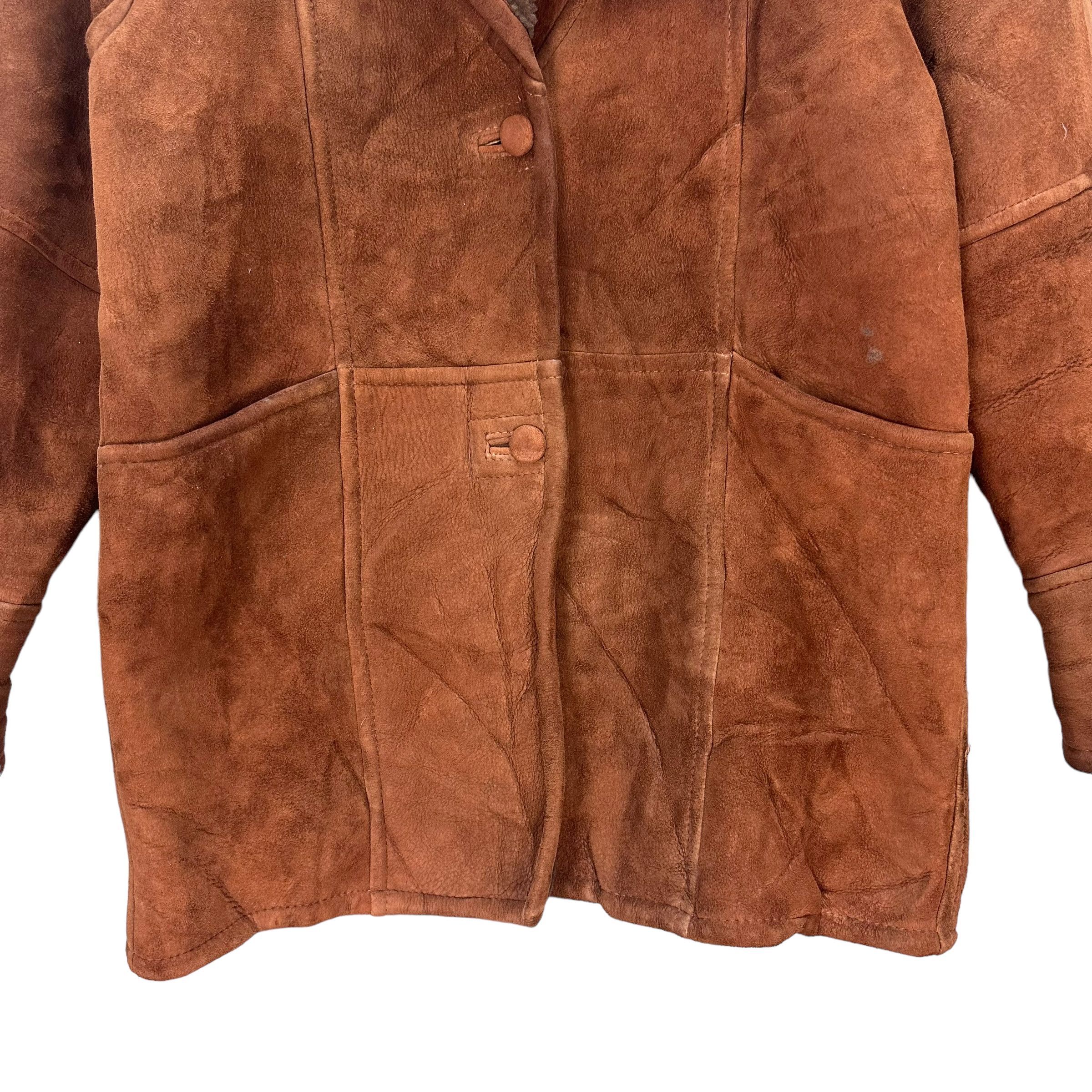Vintage MISS BUG SHEEPSKIN SUEDE LEATHER COAT JACKET #8389-007 Size M / US 6-8 / IT 42-44 - 3 Thumbnail
