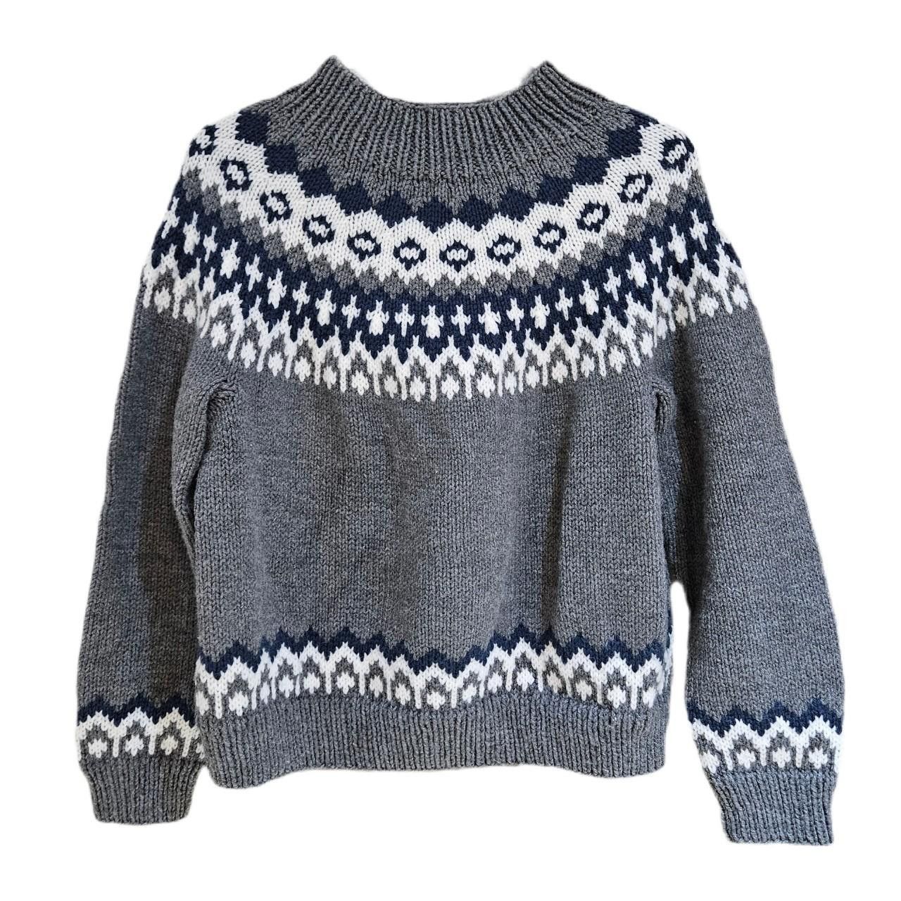 Other vintage cottagecore gray fair isle hand knit sweater Size L / US 10 / IT 46 - 1 Thumbnail