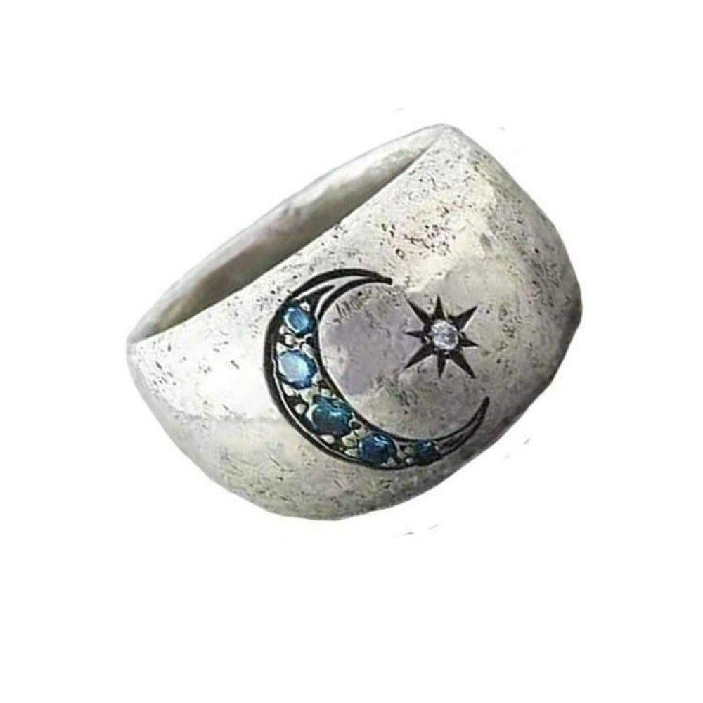 Designer Bohemian Vintage Sun Moon Silver Retro Ring - Size 8 Size ONE SIZE - 4 Thumbnail