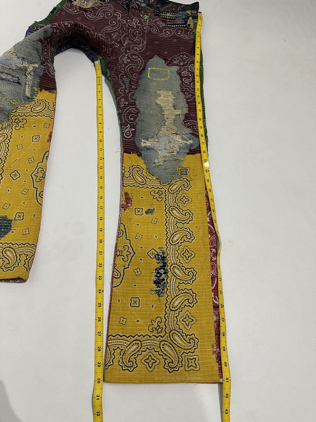 Handmade Custom Made Distressed Paisley Patchwork Boro Jeans pants Size US 30 / EU 46 - 14 Thumbnail