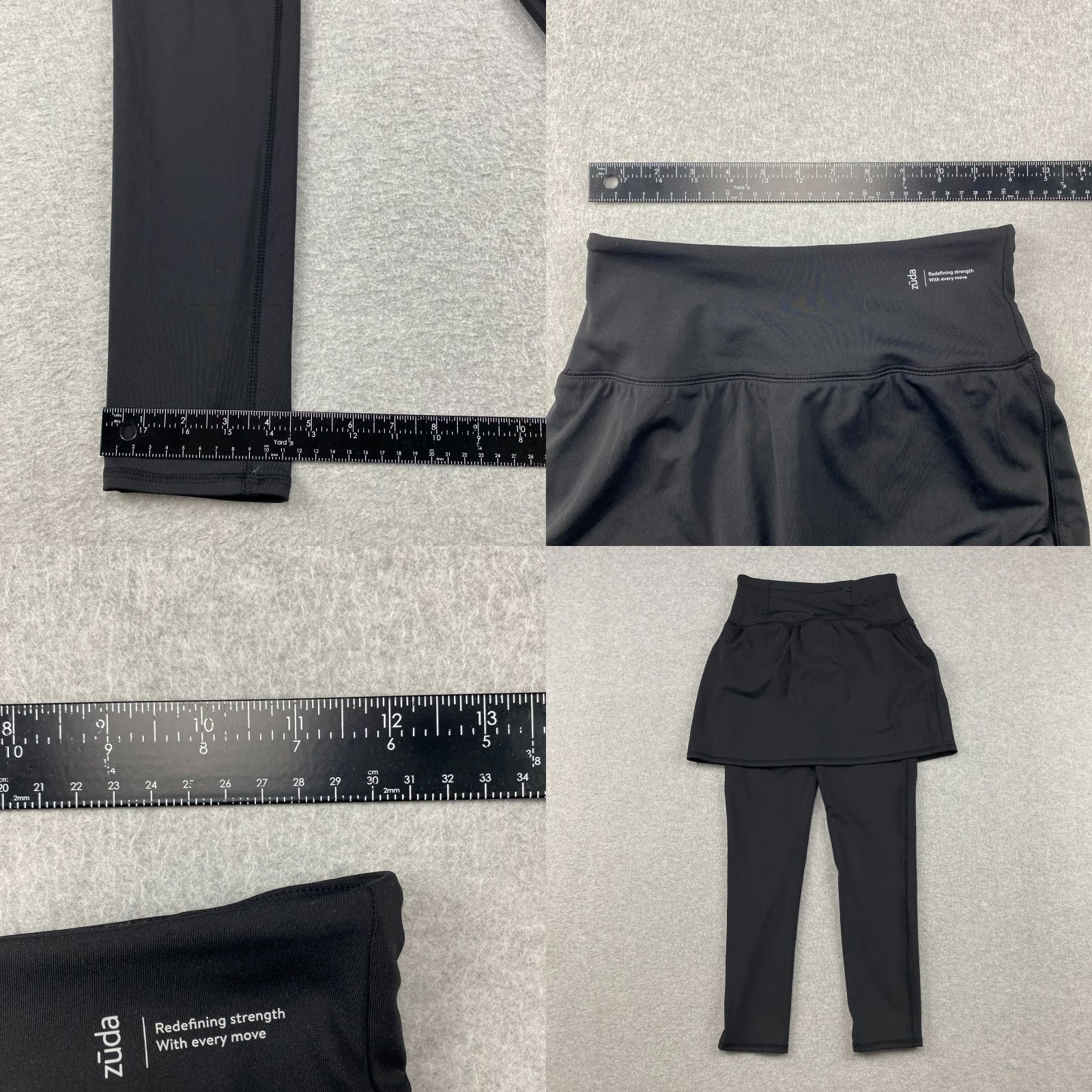 Vintage Zuda Leggings Womens Cropped Skirted 2XS Black Stretch Pockets Breathable Activewear Tennis Running Walking Dance Athleisure Modern Size 24" / US 00 / IT 34 - 9 Thumbnail
