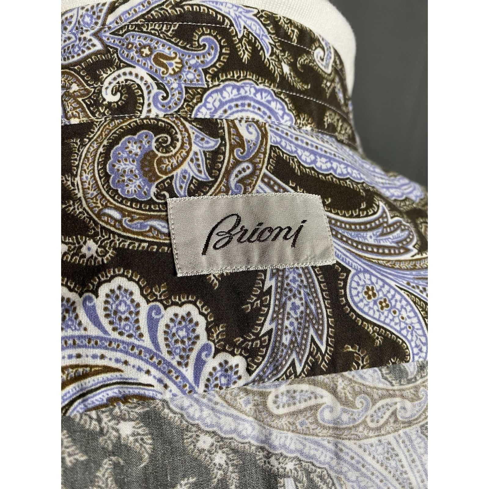 Brioni Brioni Men's Multicolor Blue Paisley Shortsleeve Shirt Size Size US XL / EU 56 / 4 - 10 Thumbnail