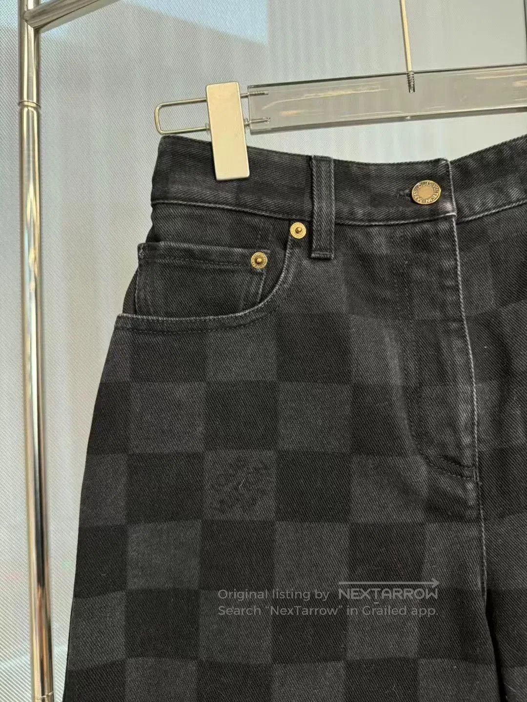 Louis Vuitton Louis Vuitton Black Checker Denim Shorts. Size 35" - 3 Thumbnail