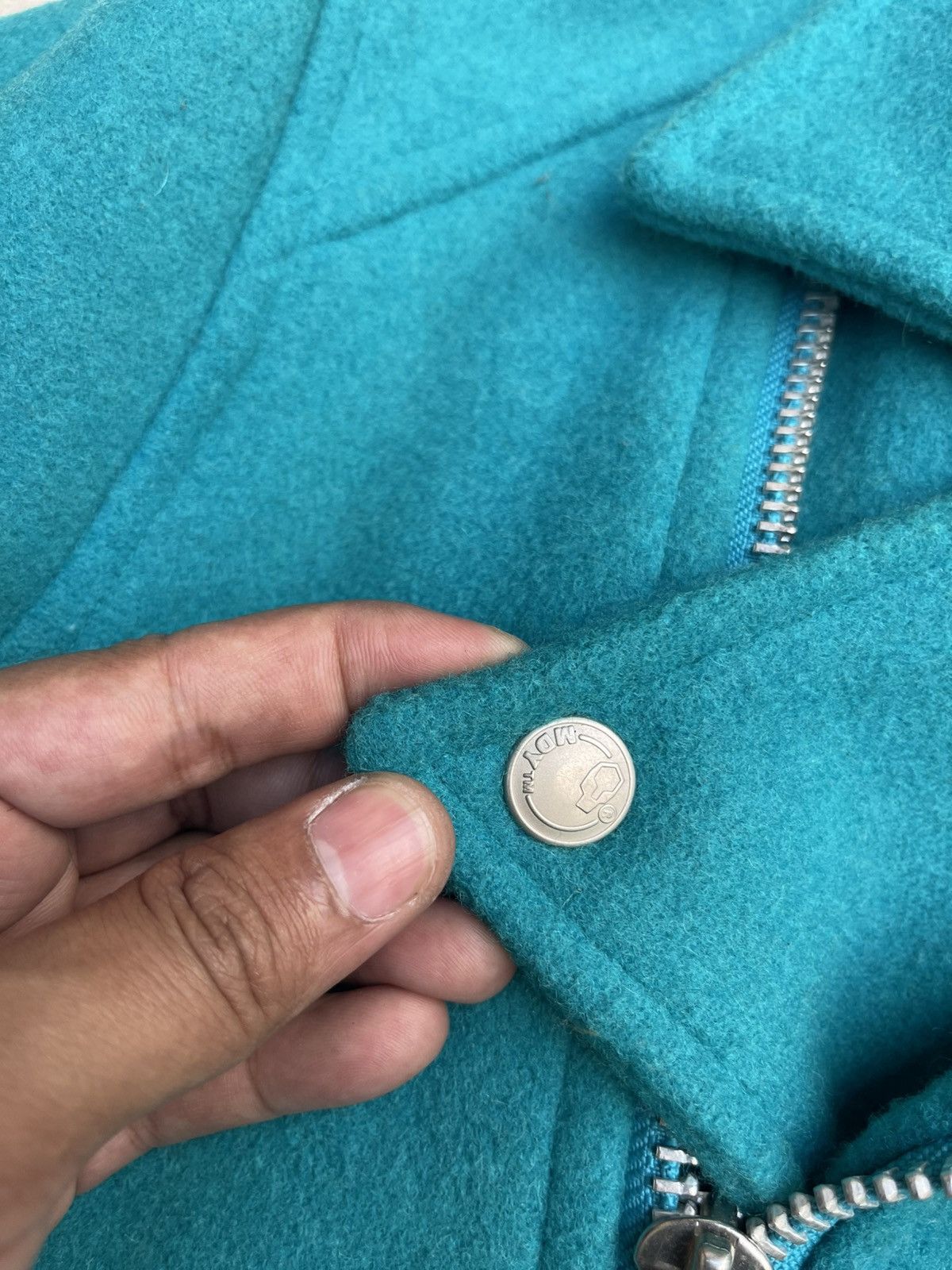 Japanese Brand × Vintage MACKDADDY Double Collar Wool Biker Jacket Aqua Blue L / LRG Size US M / EU 48-50 / 2 - 7 Thumbnail