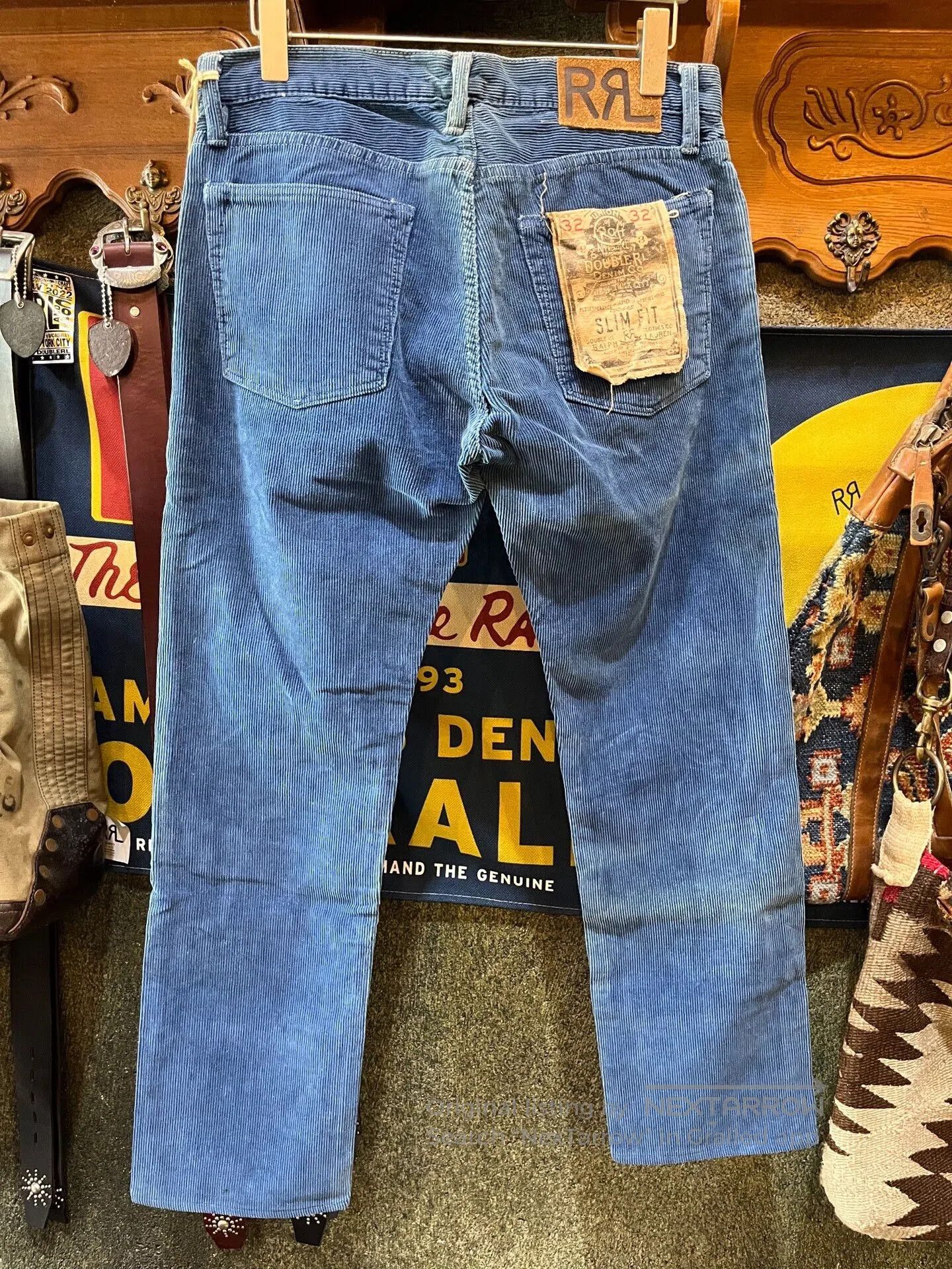 RRL Ralph Lauren Vintage Blue Corduroy Relaxed Pants. Size US 32 / EU 48 - 2 Thumbnail