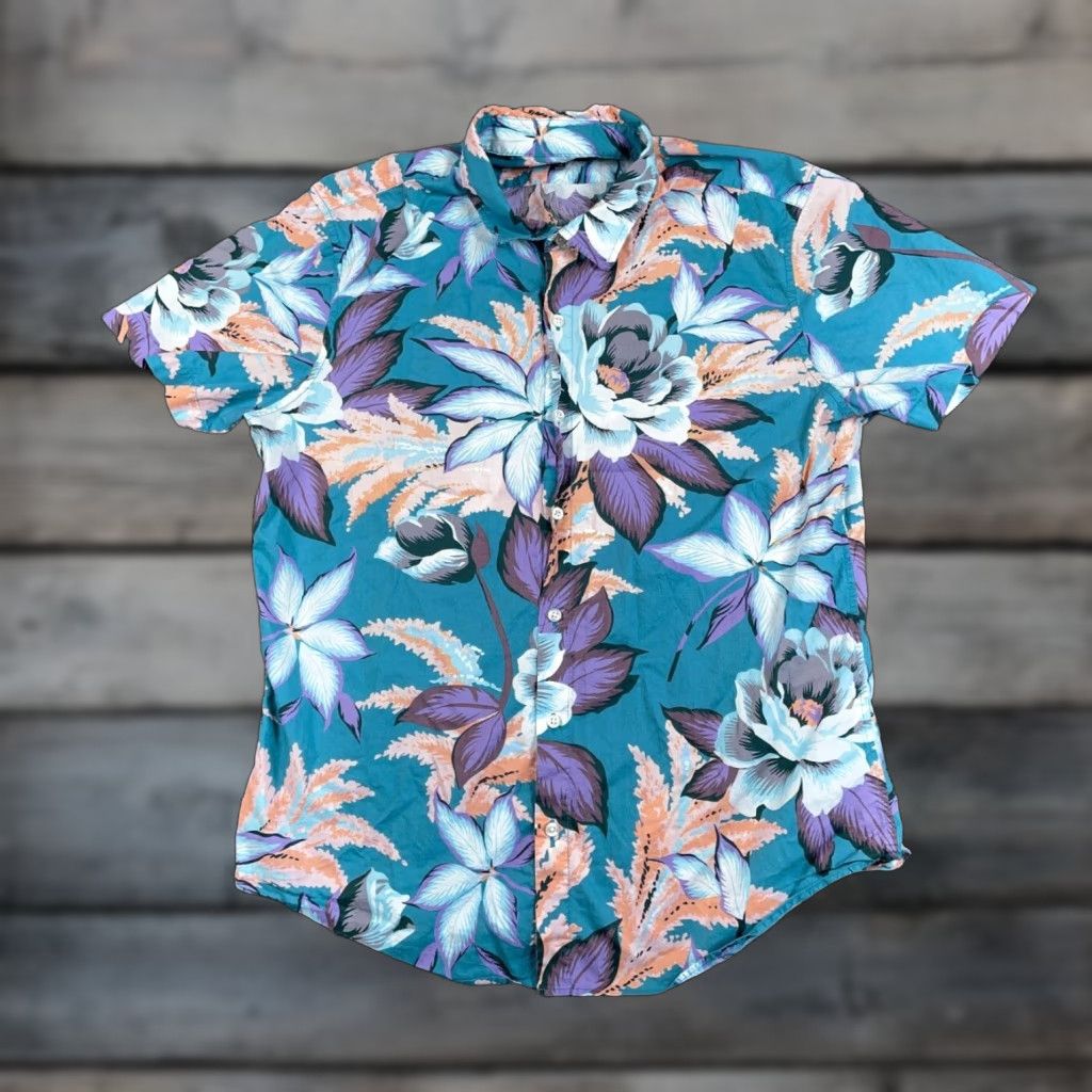 Bonobos Bonobos Shirt Adult XL Blue Purple Floral Pattern Slim Tailored Fit Cotton Mens Size US XL / EU 56 / 4 - 1 Thumbnail