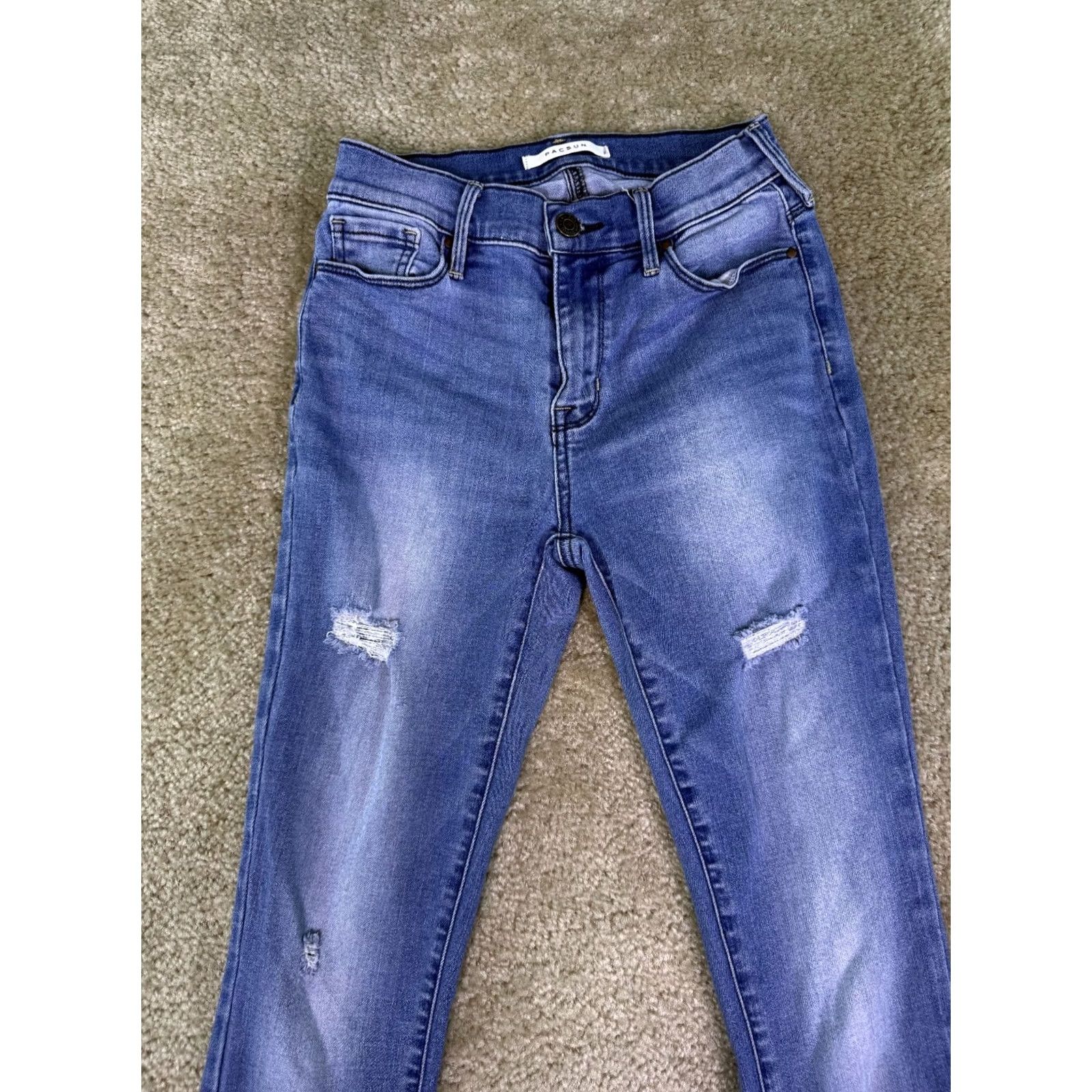 Pacsun PacSun Womens Jeans Mid Rise Ankle Jegging Size 24 Raw Hem Stretch Blue D878 Size 42" / US 20 - 2 Thumbnail