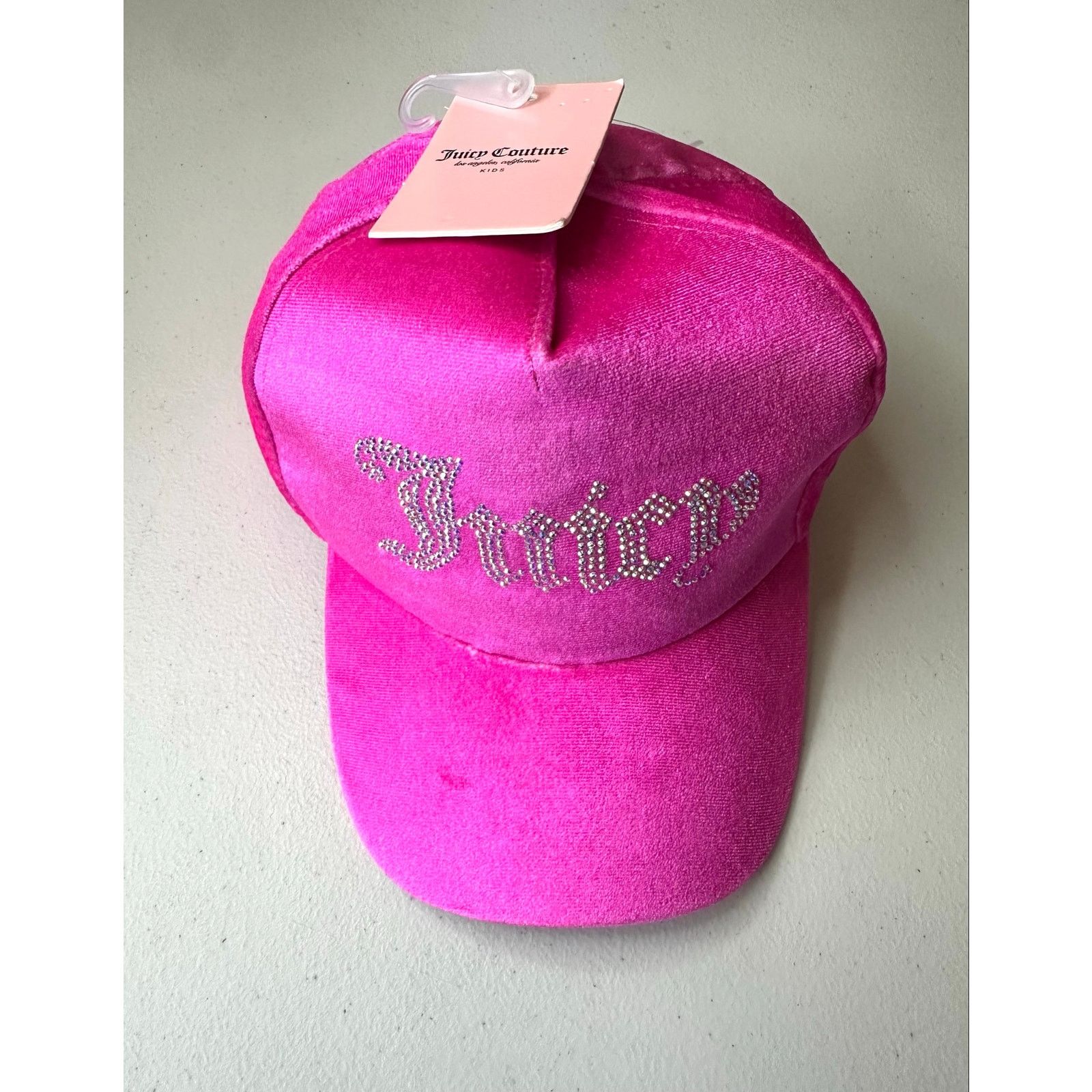 Juicy Couture NWT Juicy Couture Kids Hot Pink Velour Hat Logo Adjustable Size ONE SIZE - 1 Thumbnail