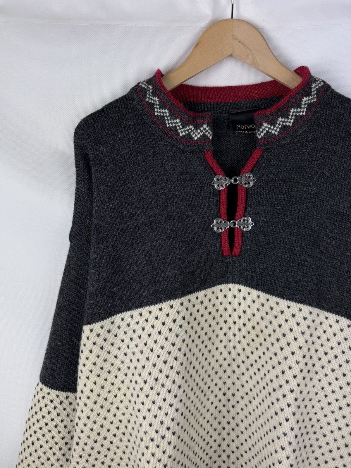 Norwool Norwool Men’s Vintage Knitted Wool Nordic Sweater Pullover Size US L / EU 52-54 / 3 - 4 Thumbnail