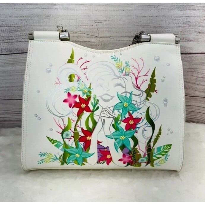 Shops Disney Danielle Nicole Little Mermaid Floral Ariel Beaded Handbag Tote Purse