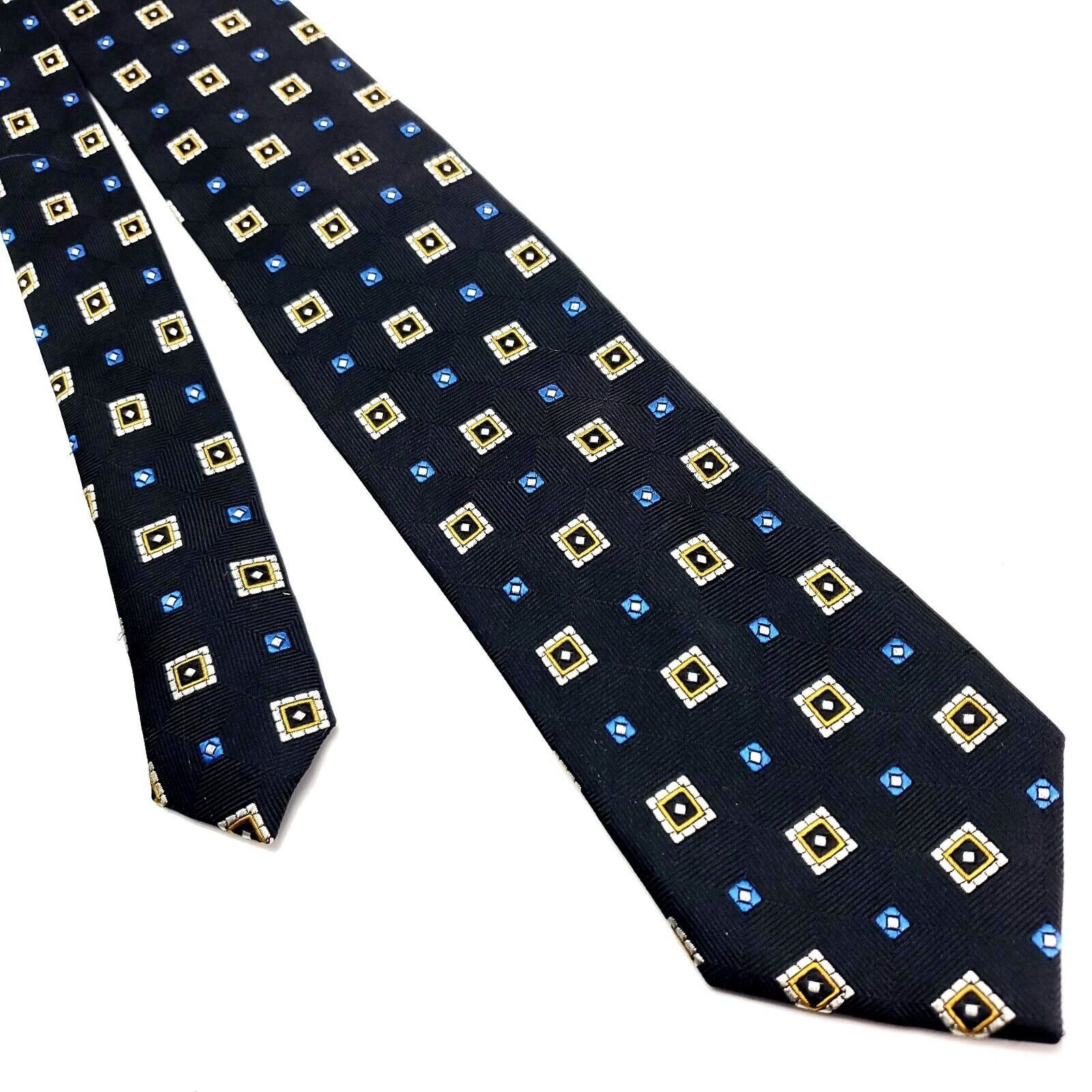 Jos. A. Bank Jos A Bank Dark Blue Silk Tie Woven Geometric Check Size ONE SIZE - 1 Thumbnail
