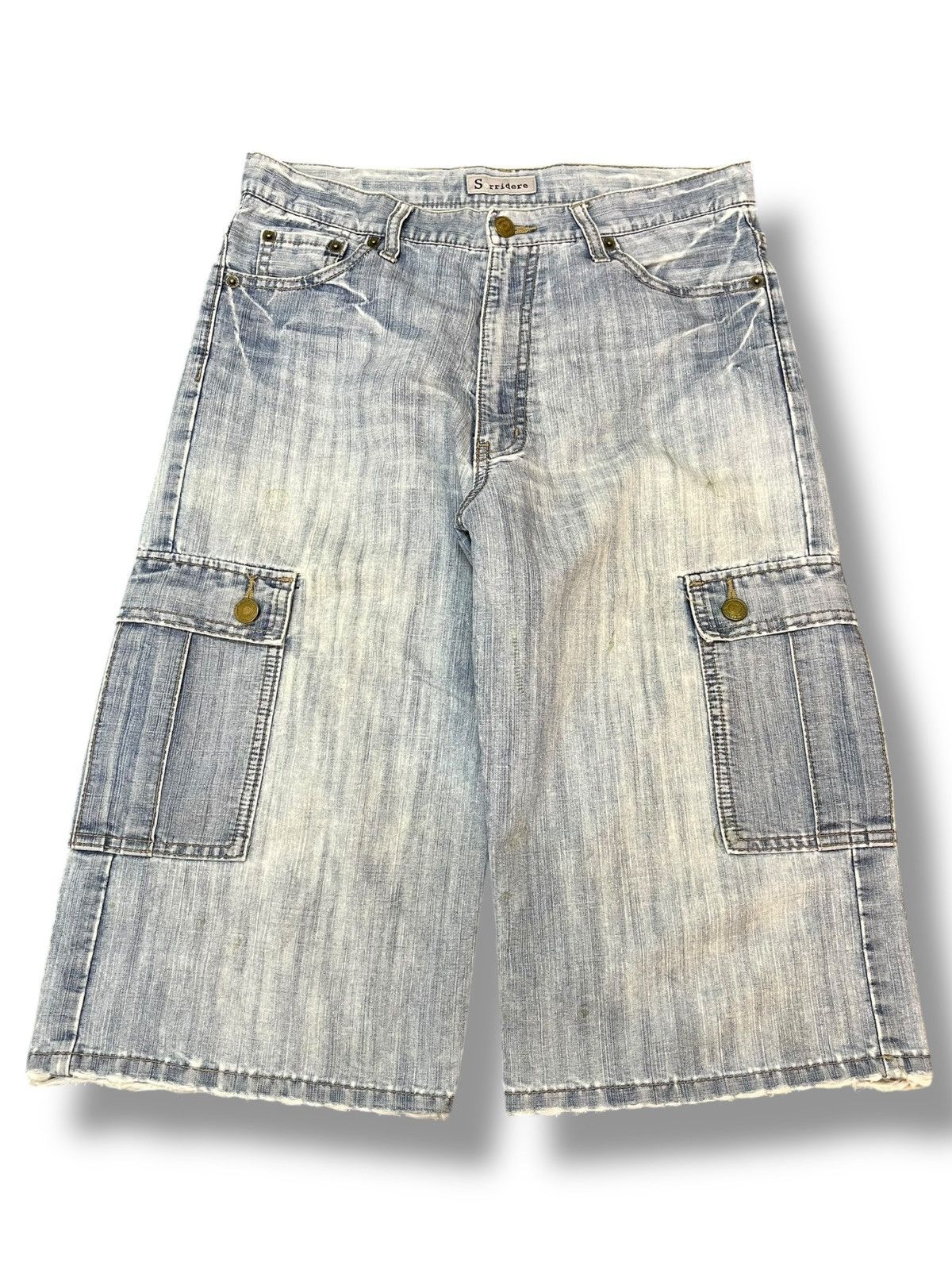 Vintage Sorridere Faded Multipockets Cargo Shorts Denim