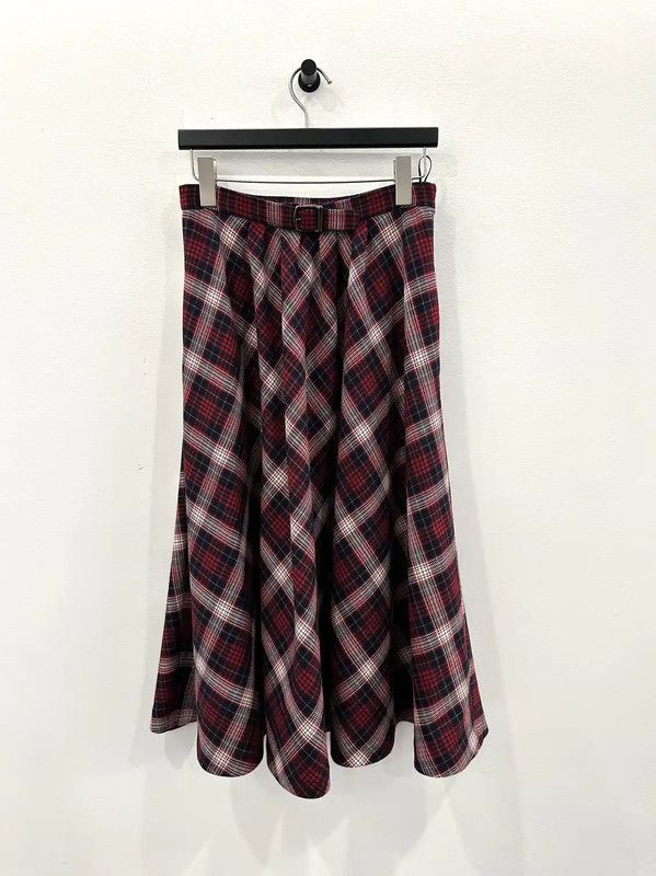 Dior Dior Wool Midi Skirt in Burgundy Plaid 0089 Size 23" - 1 Thumbnail