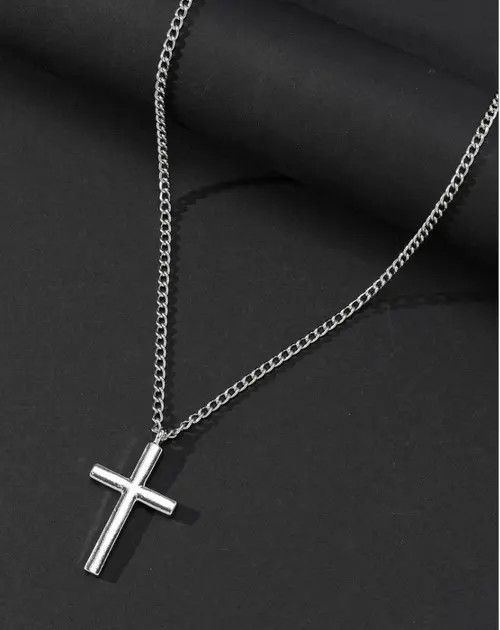 Vintage Silver Men’s Cross Chain Necklace Size ONE SIZE - 3 Thumbnail