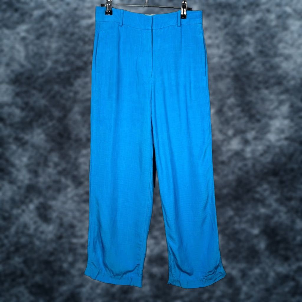 CO CO Womens 0 Blue Wide-Leg Pants 100% Viscose Dress Pants Flat Front Pockets Summer Spring Fall Womens Size 25" / US 0 / IT 36 - 1 Thumbnail