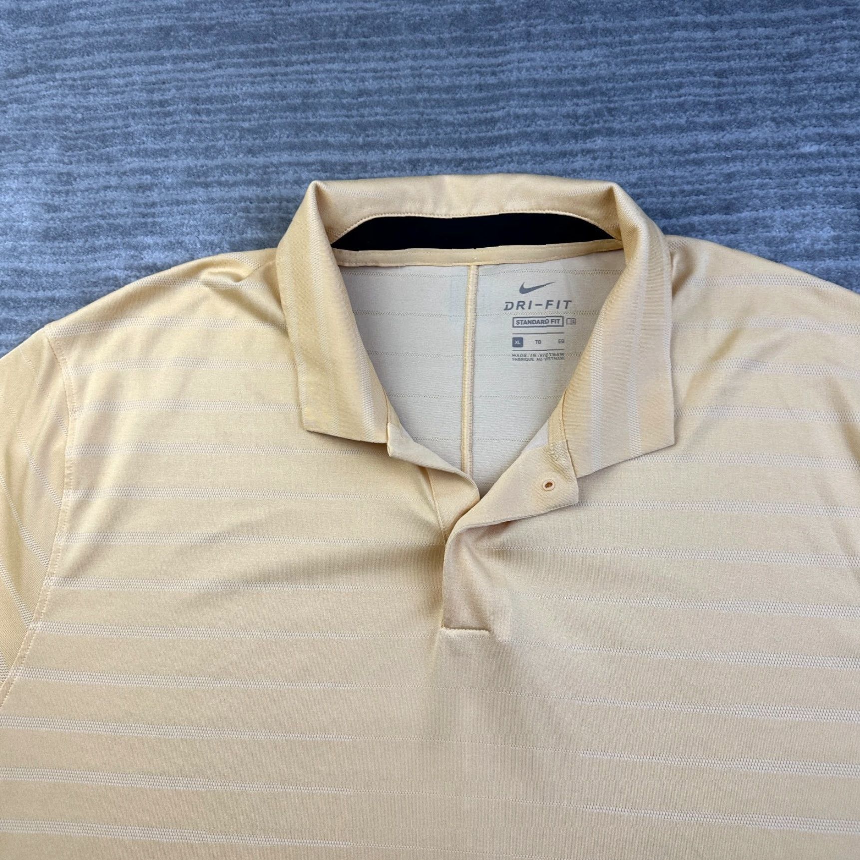 Nike Nike Tiger Woods Polo Mens XL Orange Golf Dri Fit Short Sleeve Collared Spread Striped Polyester Size US XL / EU 56 / 4 - 3 Thumbnail