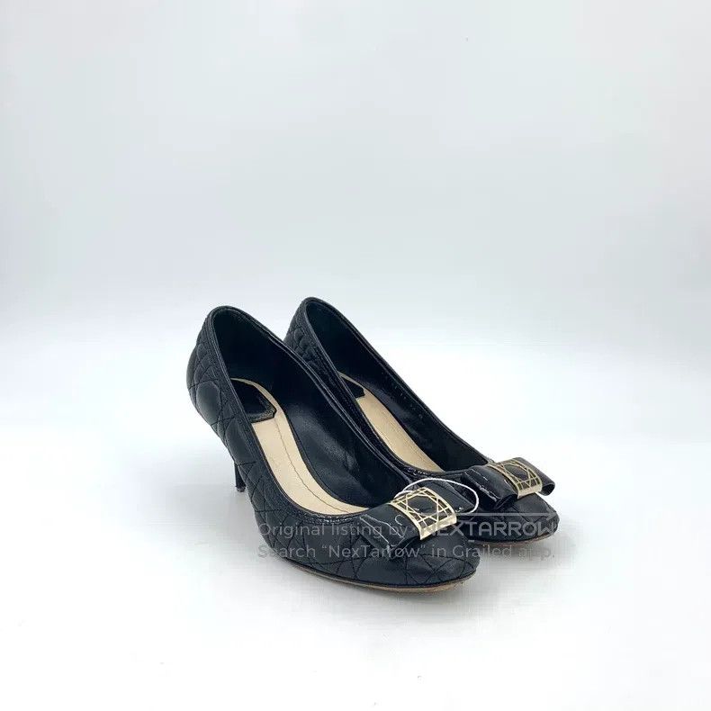 Dior Dior Black diamond bow round toe thin heel high heels Size US 5.5 / IT 35.5 - 2 Thumbnail