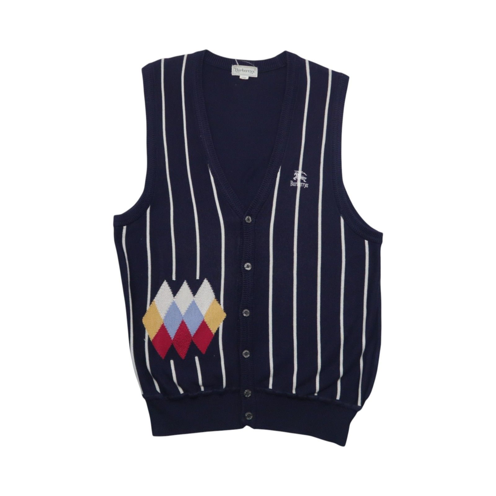 Burberry Vintage 90s Burberrys Golf Stripe Argyle Vest Distressed Size US M / EU 48-50 / 2 - 1 Thumbnail