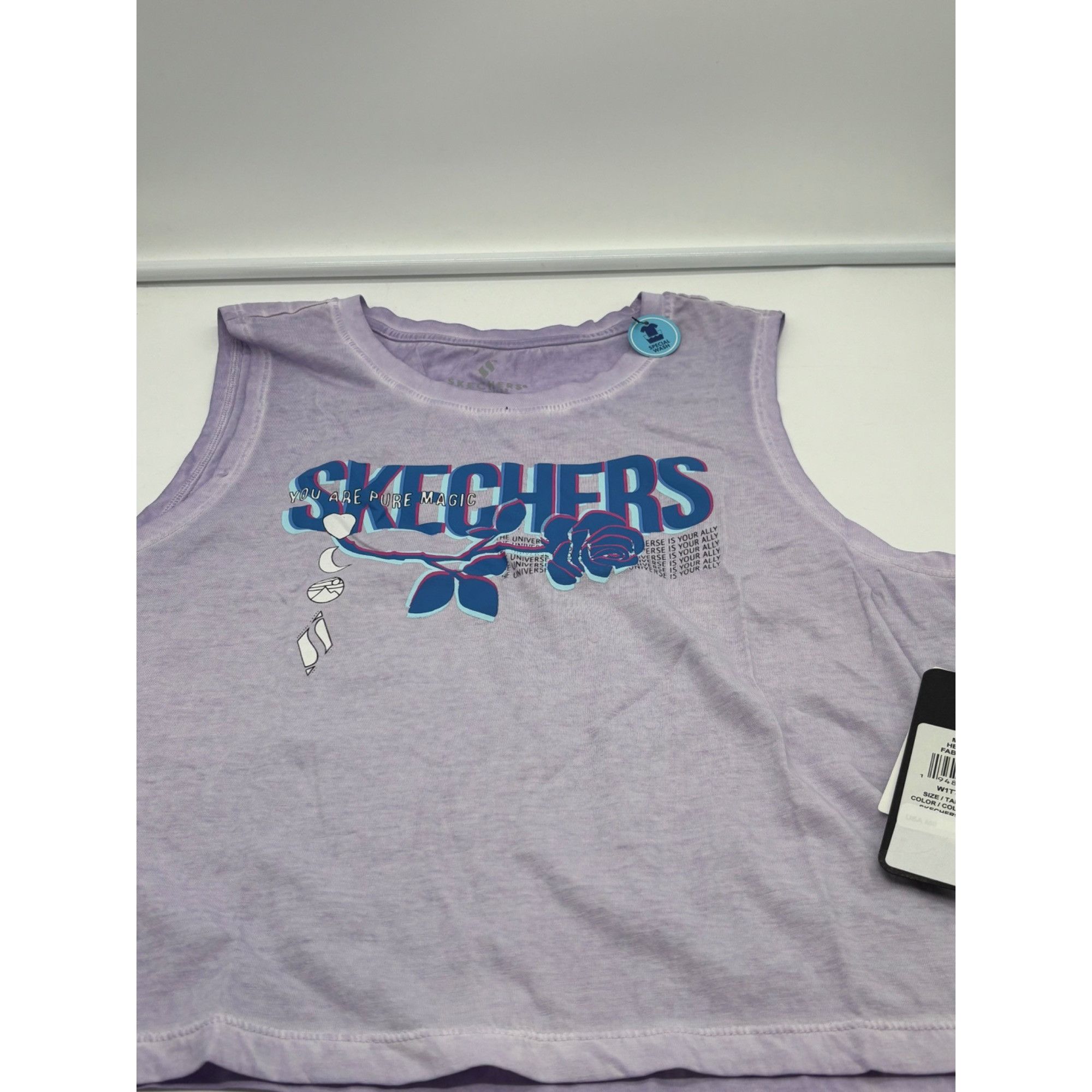 SKECHERS Skechers Apparel 3D Logo Crop Cotton Tank Top, Lavender, L Size L / US 10 / IT 46 - 13 Thumbnail