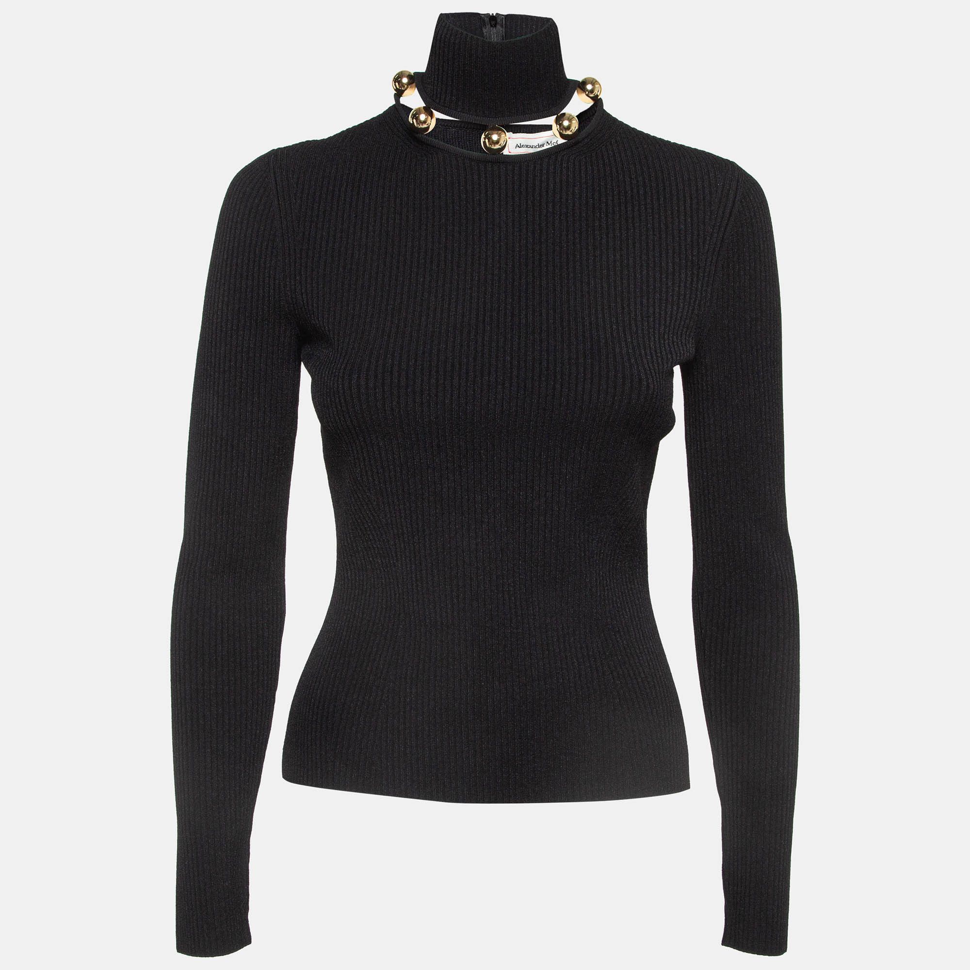 Alexander McQueen o1y0325 Turtleneck Sweater in Black Size S / US 4 / IT 40 - 1 Thumbnail