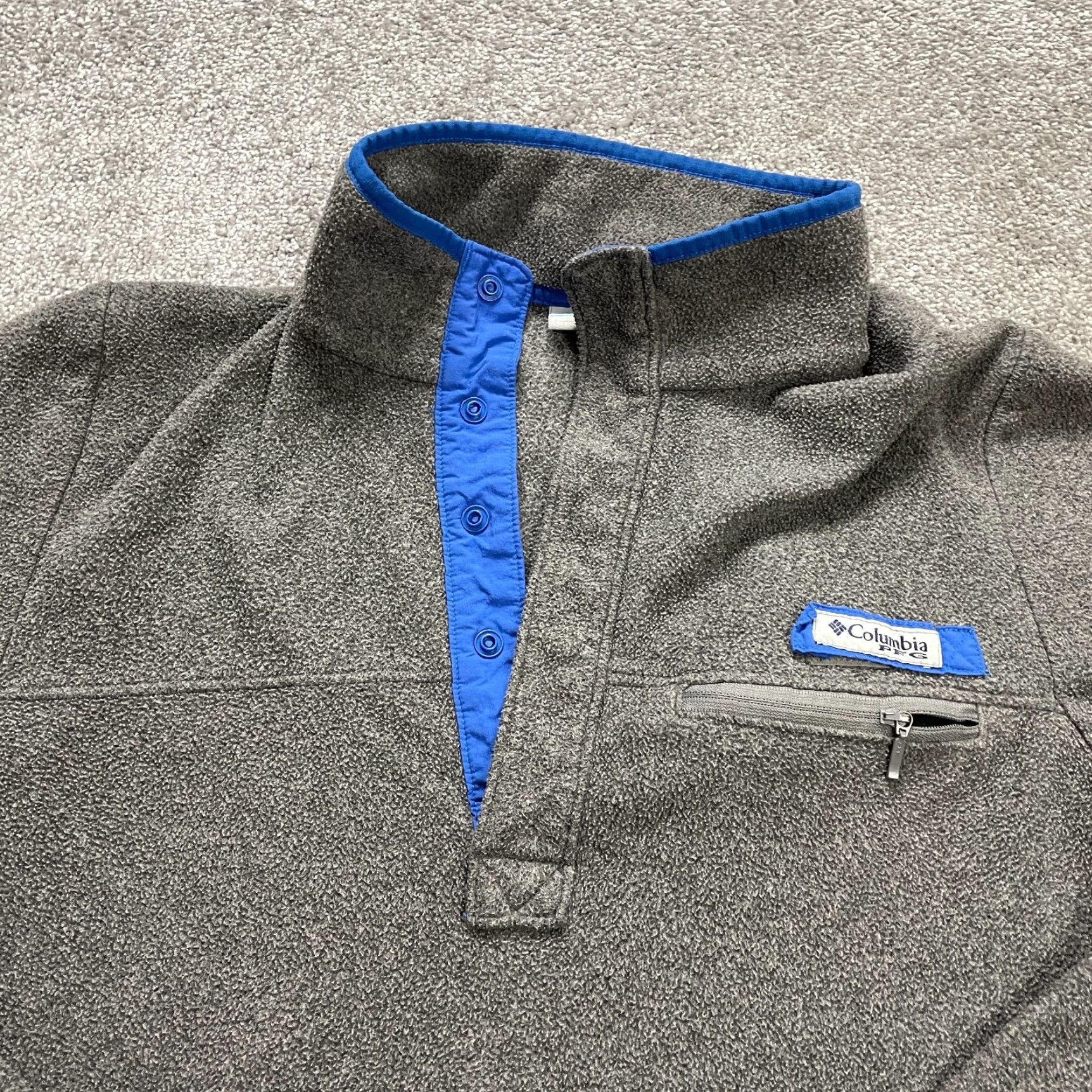 Vintage Columbia Sweatshirt Men Small Gray PFG Fleece Jacket Outdoor Fishing Snap Button Pullover Size US S / EU 44-46 / 1 - 3 Thumbnail