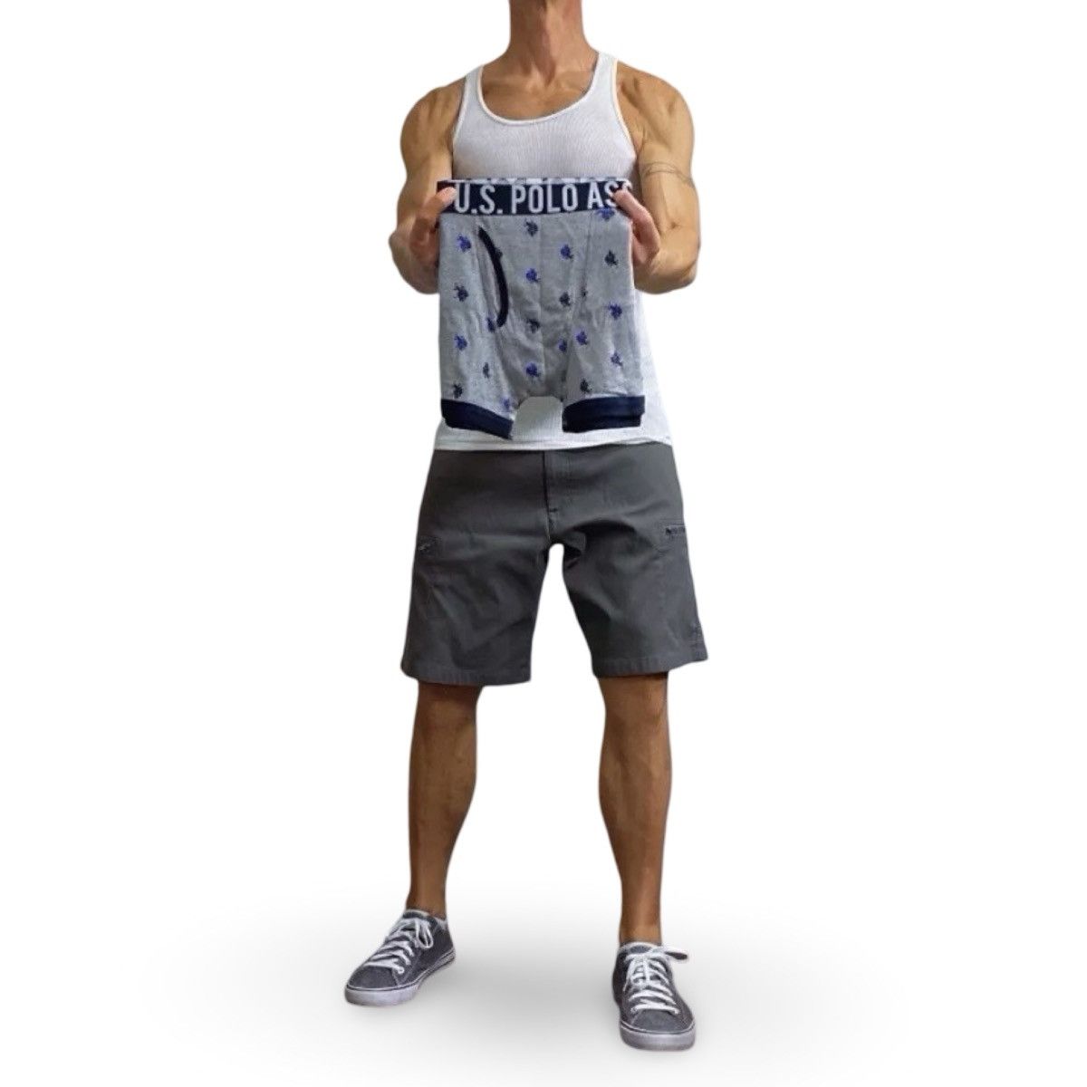 U.S. Polo Assn. US Polo Assn Men’s Gray / Blue Boxer Briefs Size Medium Size 34 - 2 Thumbnail