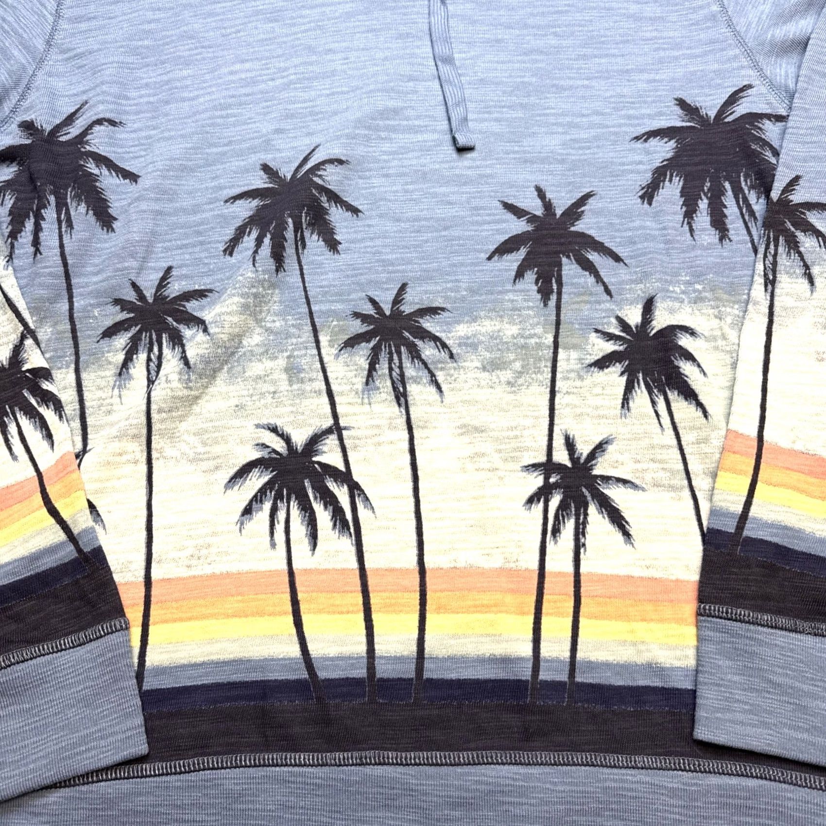 Faherty VINTAGE Faherty Sunwashed Slub Hoodie Mens 2XL Palm Tree Ombré Long Sleeve Pullover Navy Blue Coral Yellow Ombré Logo Beach Hooded Mens Size US XXL / EU 58 / 5 - 2 Thumbnail