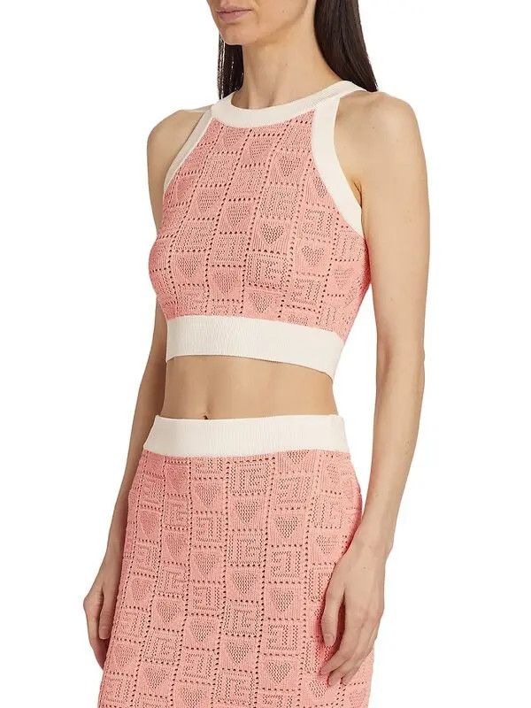 Balmain o1s1wg110725 Heart Point Knit Crop Cardigan in Light Pink Size M / US 6-8 / IT 42-44 - 4 Thumbnail