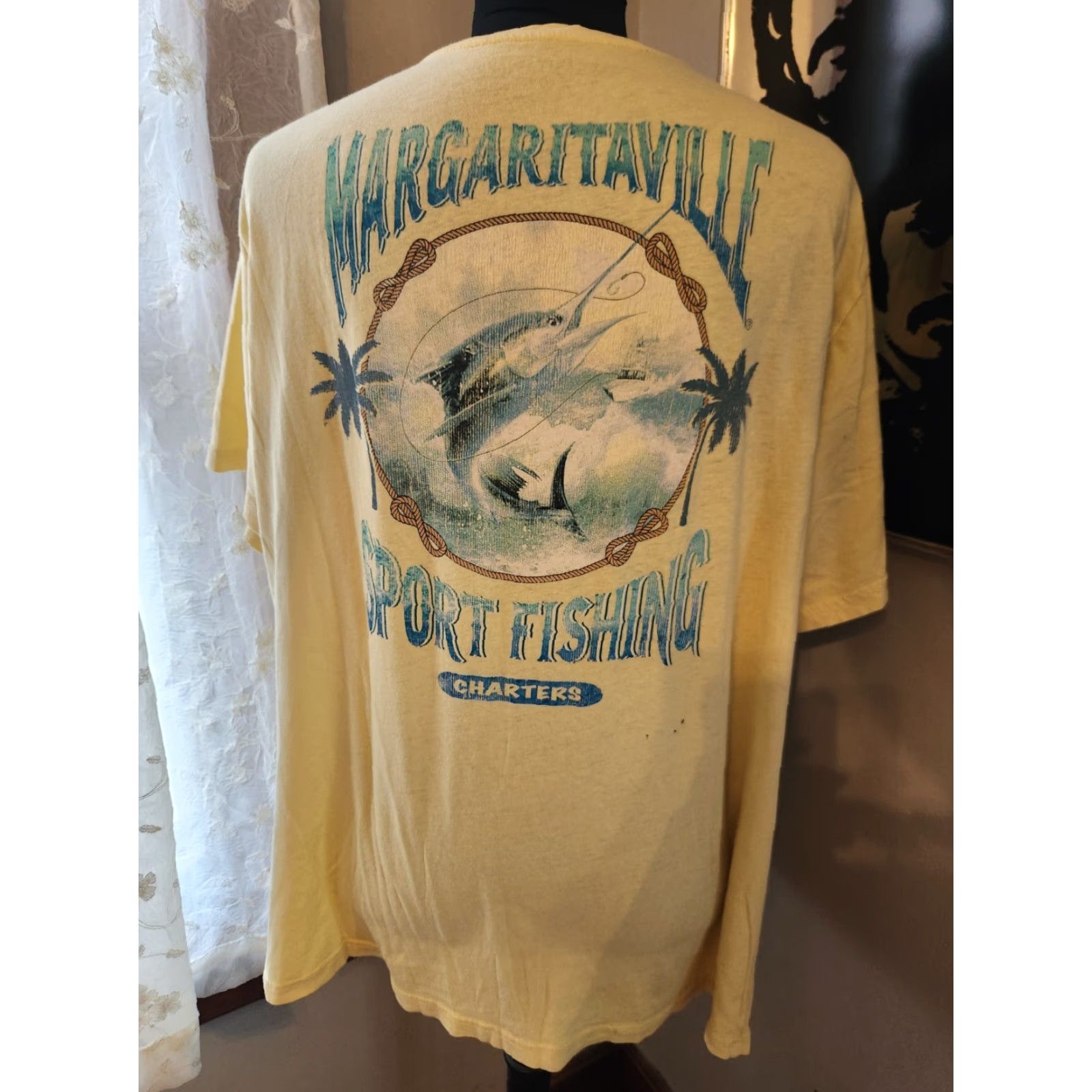 Logo 7 Margaritaville Shirt Men T-Shirt 2XL Yellow Logo Graphic Print Short Sleeve Crew Neck Sports Fishing Tee Size US XXL / EU 58 / 5 - 3 Thumbnail