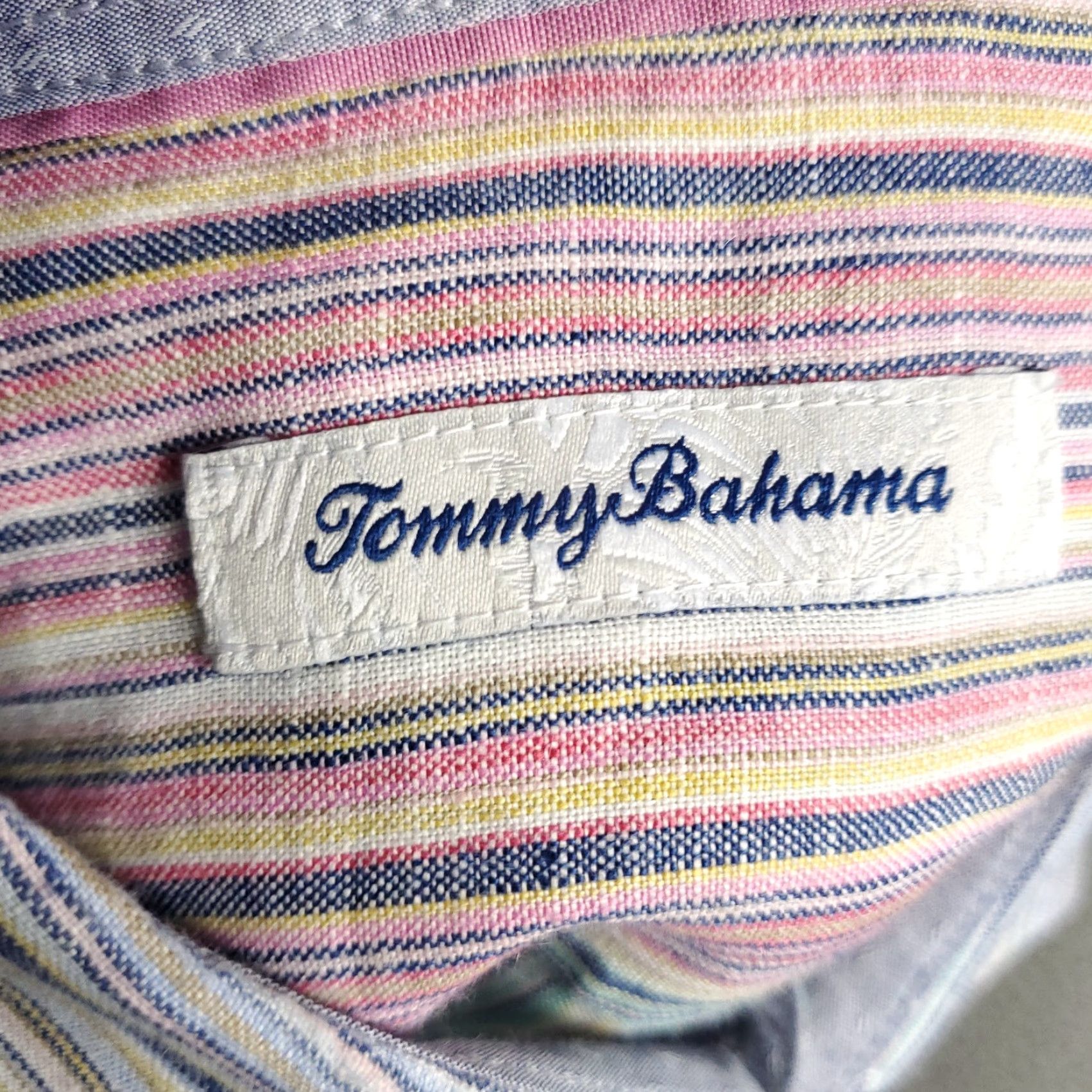 Tommy Bahama VINTAGE Tommy Bahama Shirt Mens XL Green Pink Striped Linen Button Up Long Sleeve Size US XL / EU 56 / 4 - 7 Thumbnail