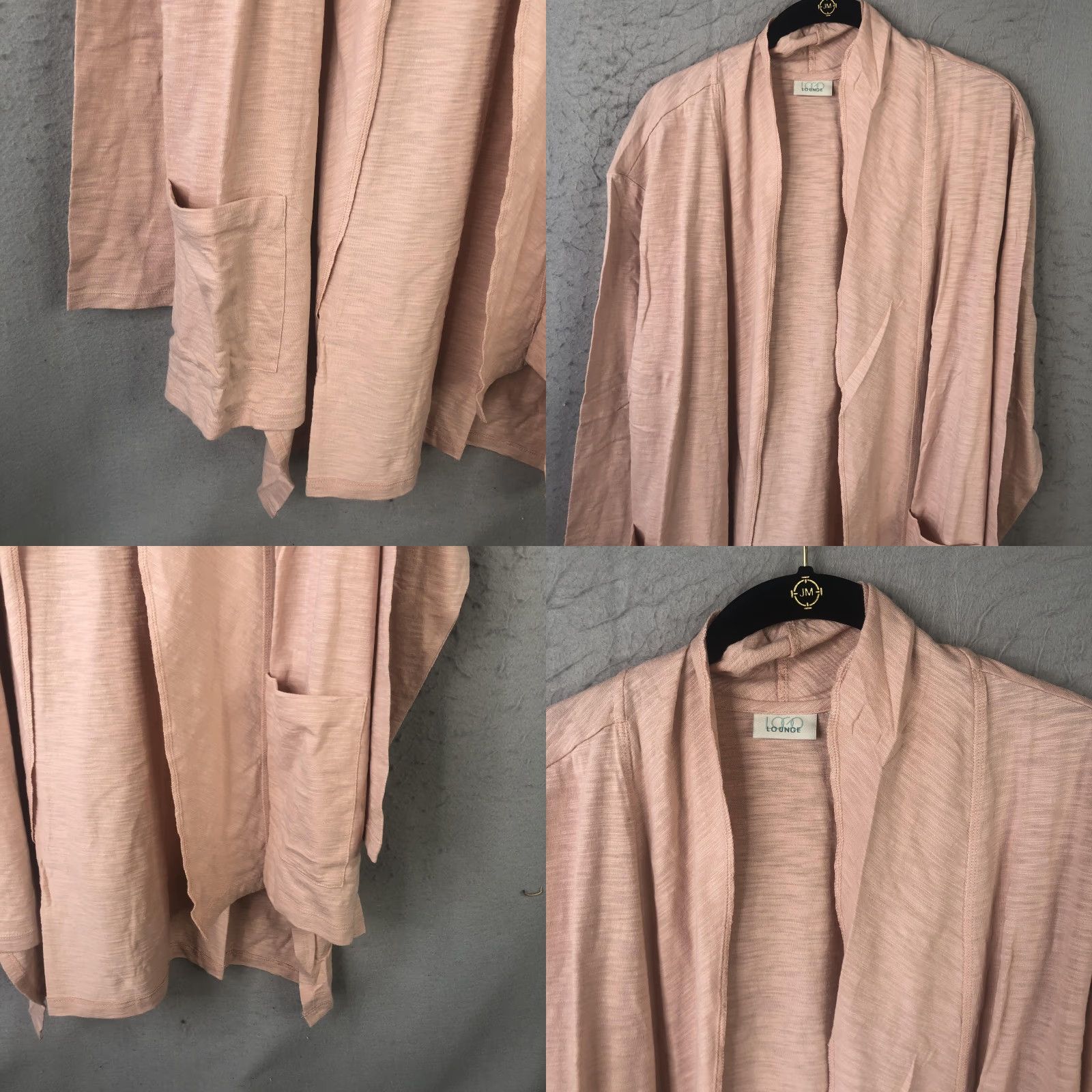 Vintage LOGO Lounge Jacket Womens XL Pink Open Front Slub Knit Pockets Lightweight Casual Size XL / US 12-14 / IT 48-50 - 8 Thumbnail