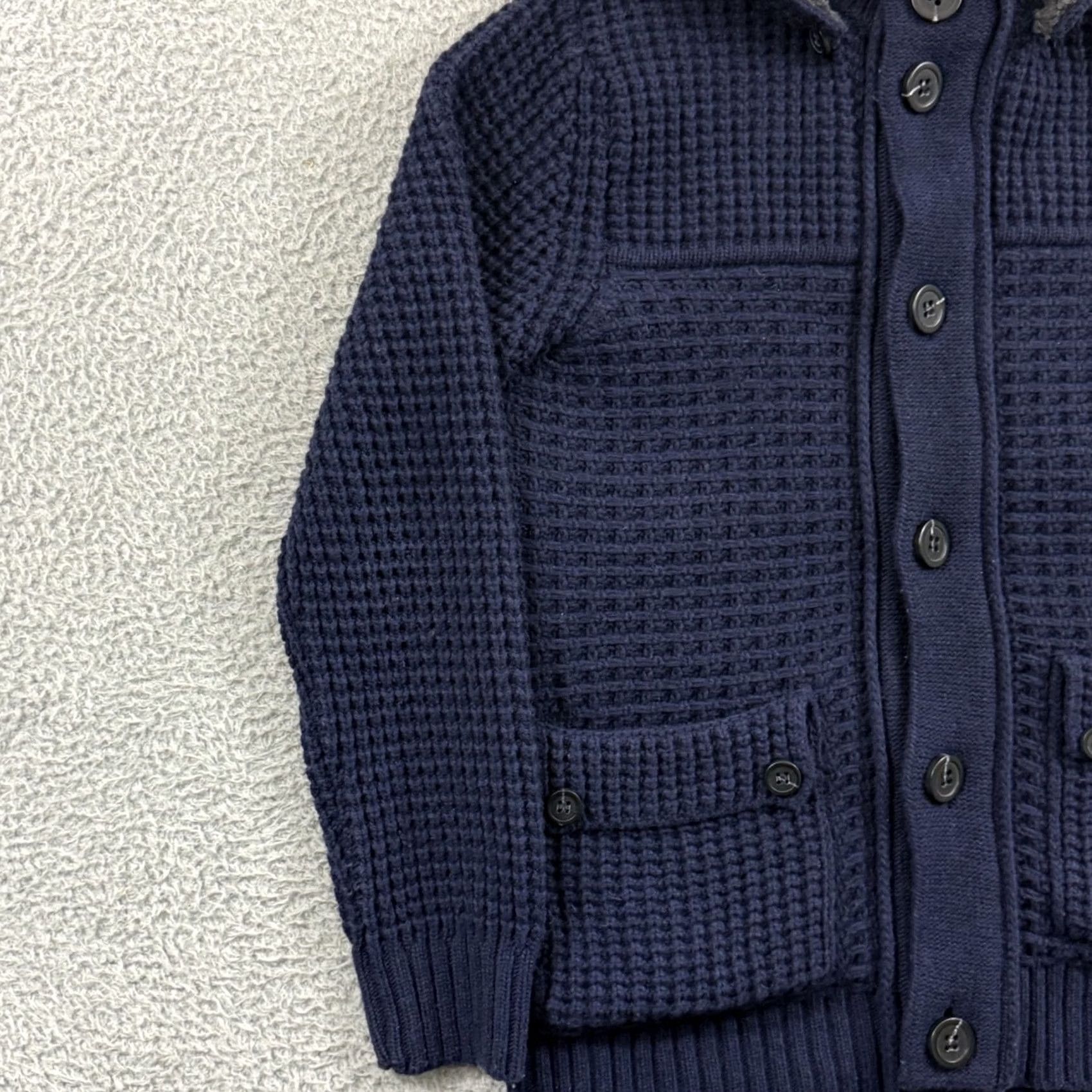 Vintage Emozioni Uomo Sweater Mens Small Blue Hooded Cardigan Wool Blend Italy Size US S / EU 44-46 / 1 - 4 Thumbnail