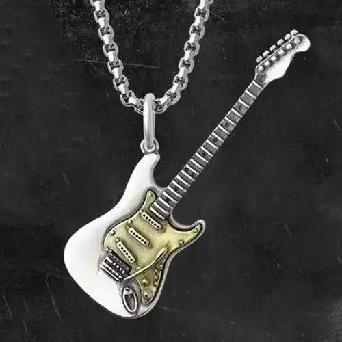 Vintage Hip Hop Rock Punk Wind Electric Guitar Pendant Necklace Size ONE SIZE - 1 Thumbnail