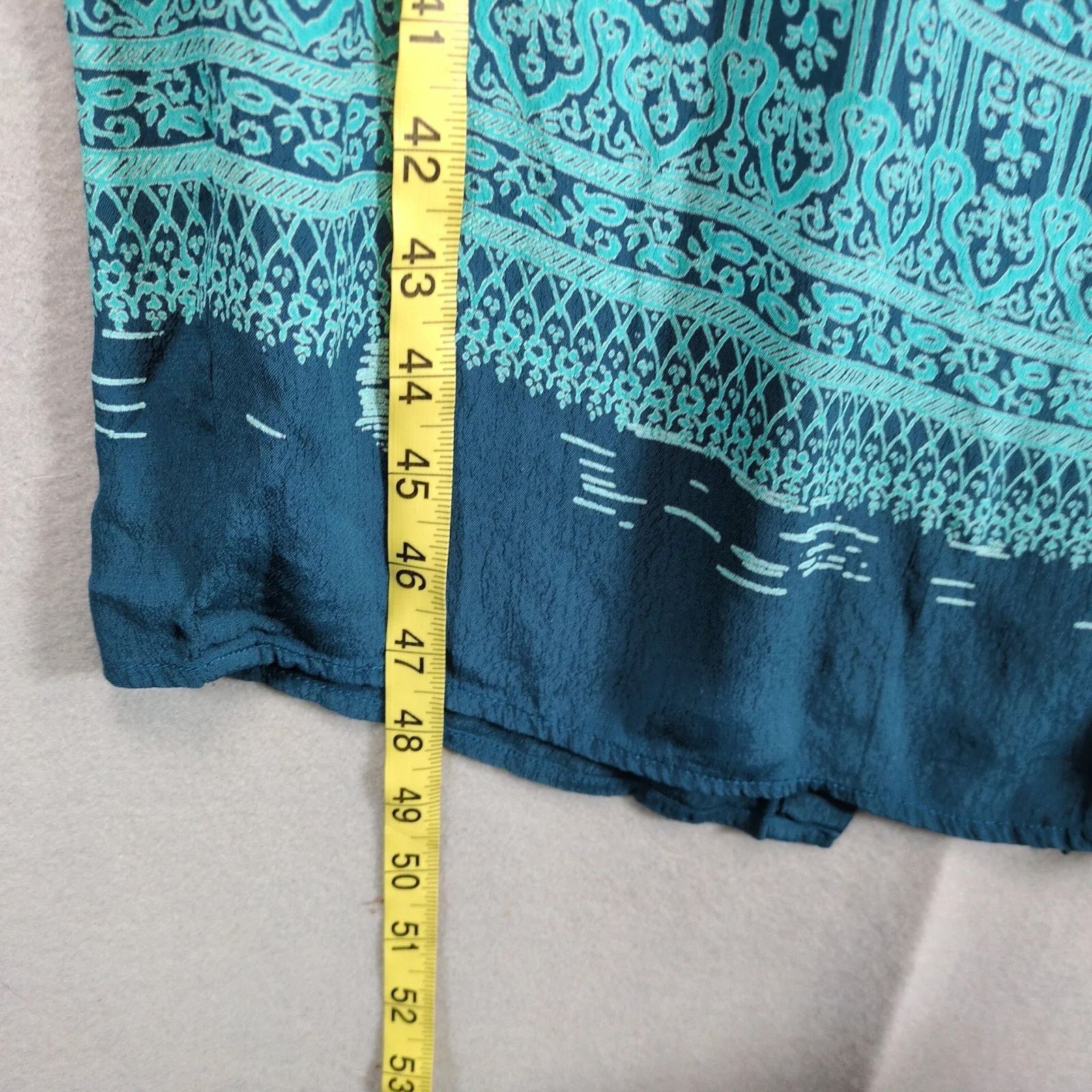Vintage Kaliko Teal Print Chiffon Crepe Midi Dress, Beachy US 8 Size M / US 6-8 / IT 42-44 - 6 Thumbnail
