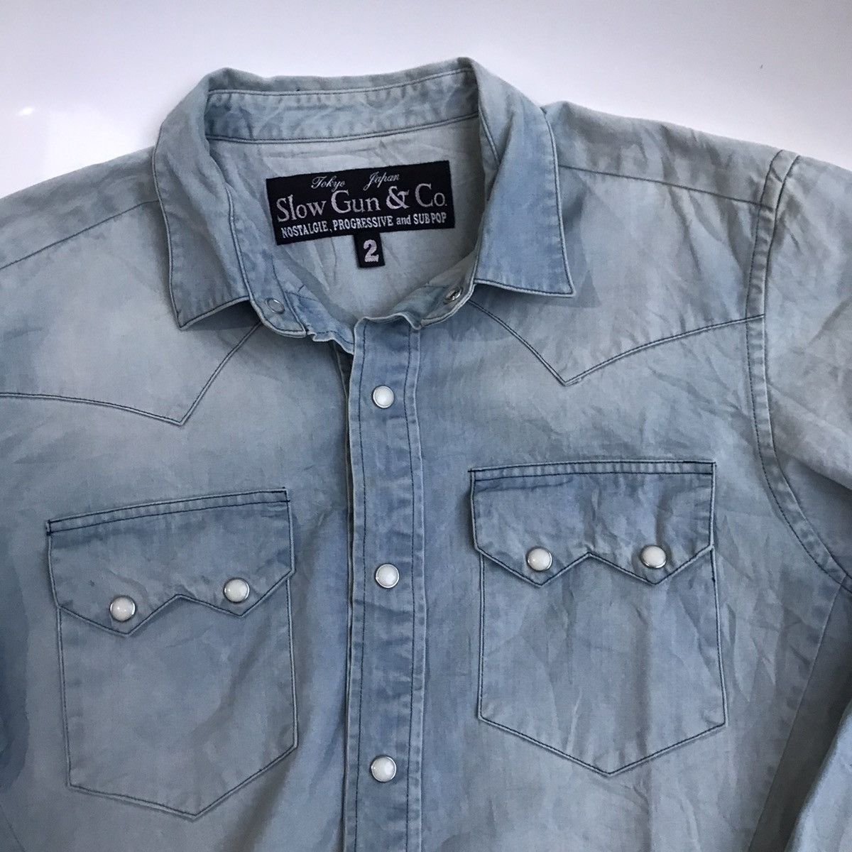 Cowboy Equipment × If Six Was Nine × Japanese Brand Vintage Slowgun Japan Ranchwear Cowboy Shirt Size M denim Size US S / EU 44-46 / 1 - 2 Thumbnail