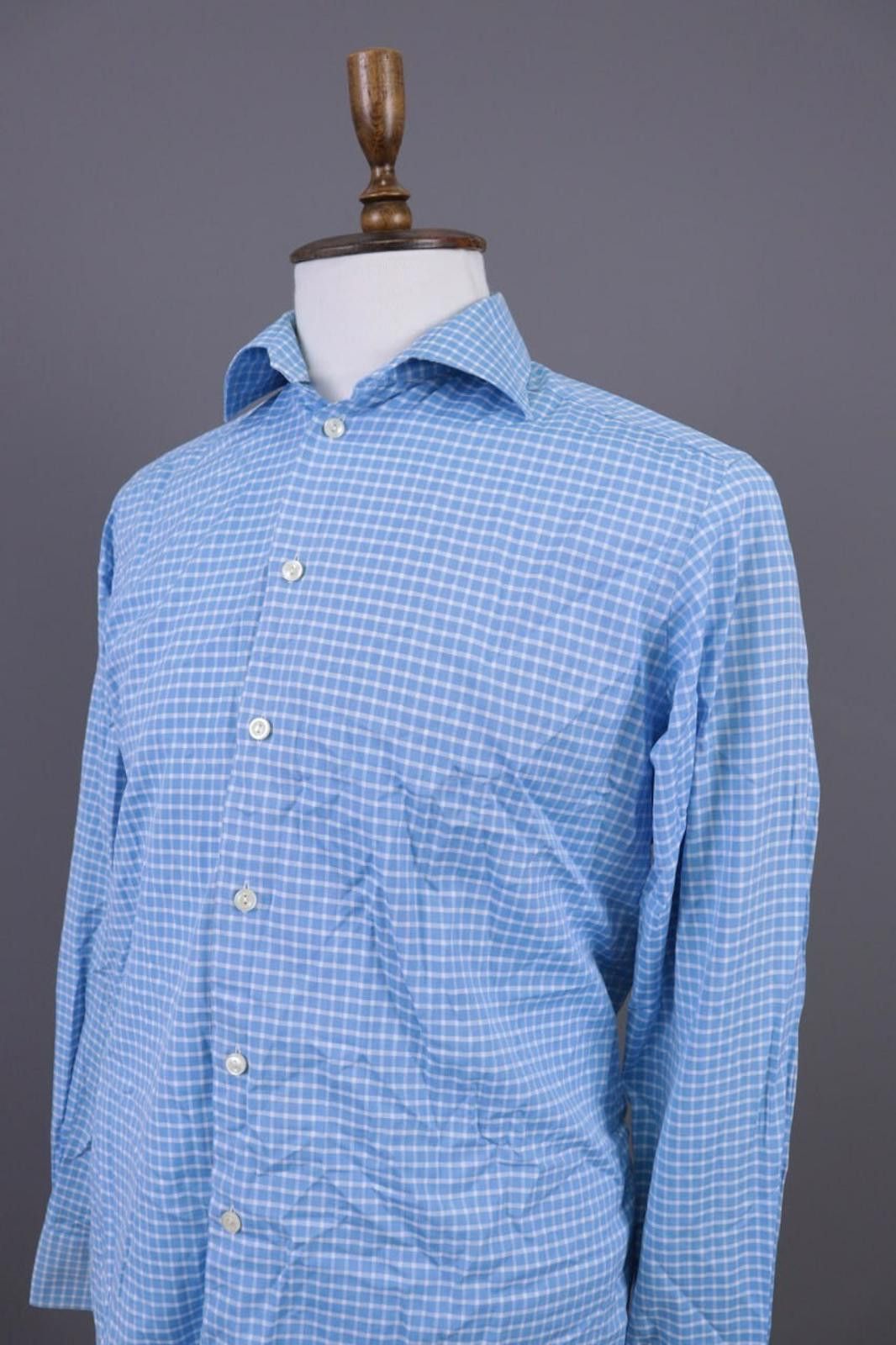 Eton Eton Contemporary Blue Check Shirt Size 40 / 15.75 Size US M / EU 48-50 / 2 - 8 Thumbnail