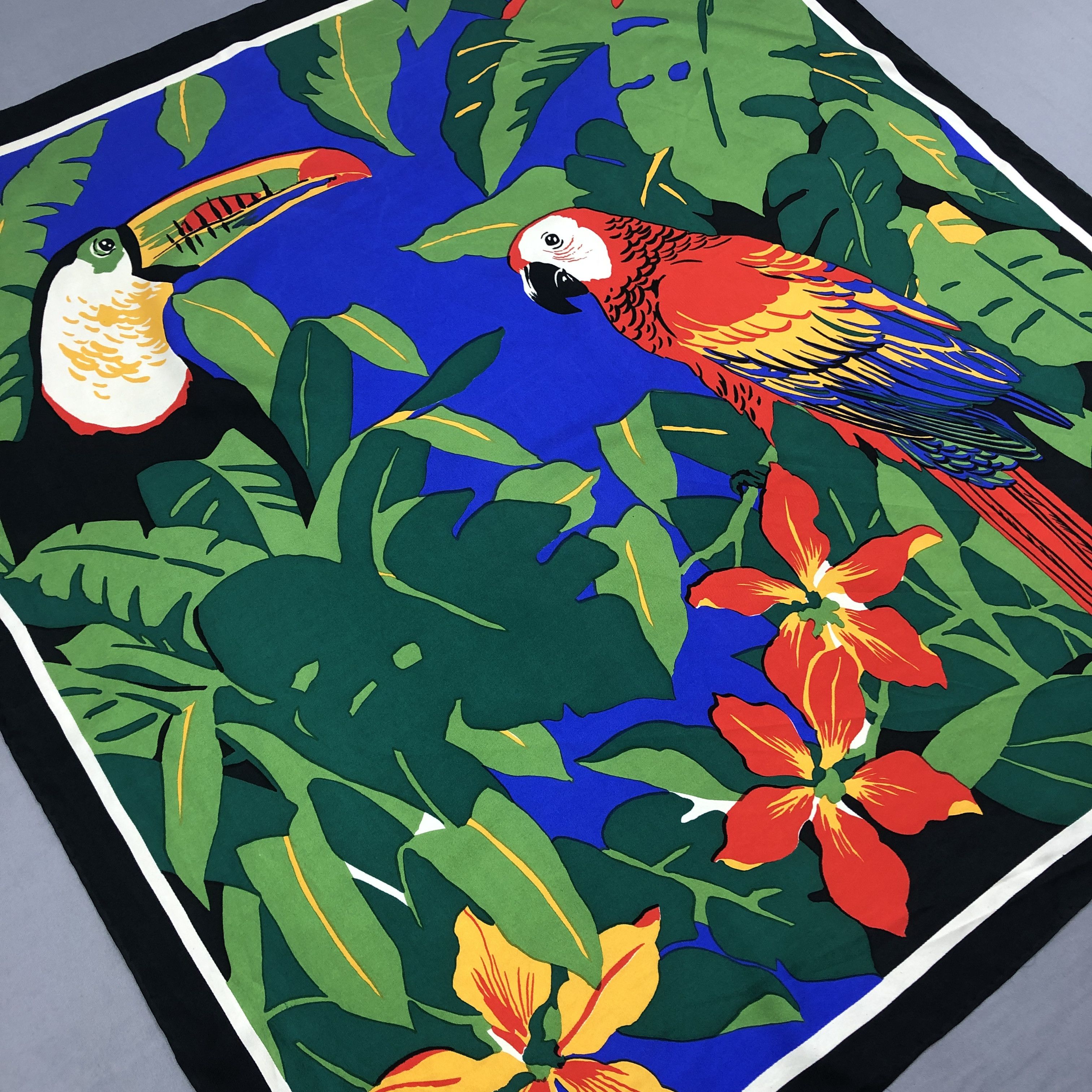 Other × Vintage Vintage Parrots SILK Scarf Twill Stole Wraps Scarves Size ONE SIZE - 4 Thumbnail