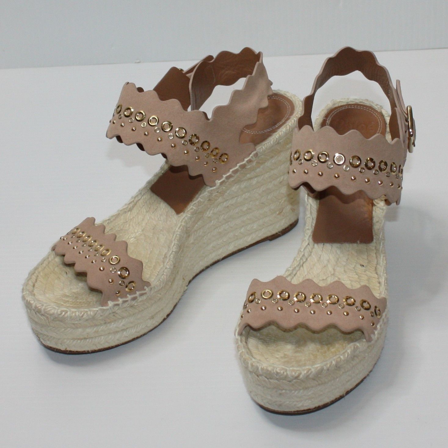 Chloe Grommet Suede Wedges Sandals Espadrilles size EU 40 / US 10 Size US 10 / IT 40 - 2 Thumbnail