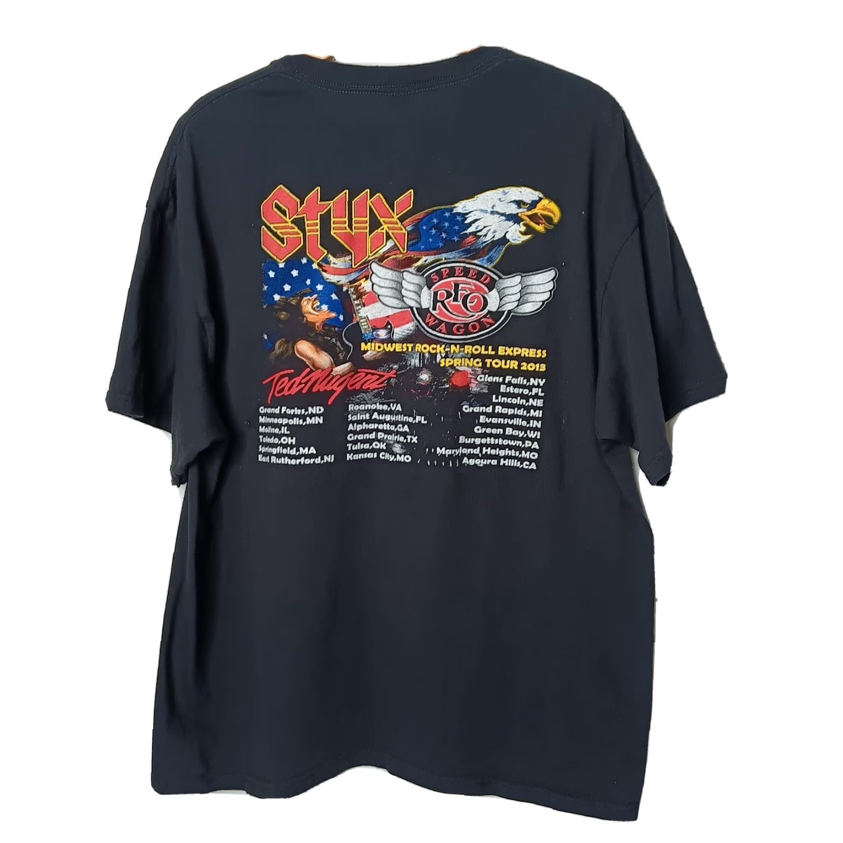 Vintage Reo Speedwagon Styx Ted Nugent Tour Shirt 2XL Midwest Rock n Roll Bands 2013 Size US XXL / EU 58 / 5 - 3 Thumbnail