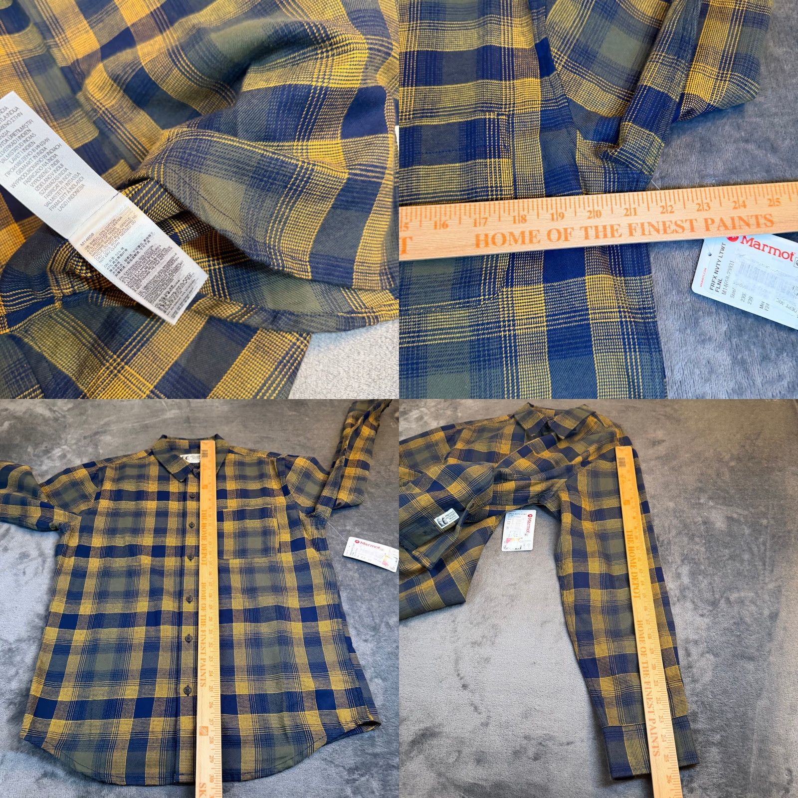 Marmot Marmot Fairfax Novelty Lightweight Flannel Shirt Mens M Navy Yellow Plaid Casual Outdoors Size US M / EU 48-50 / 2 - 8 Thumbnail